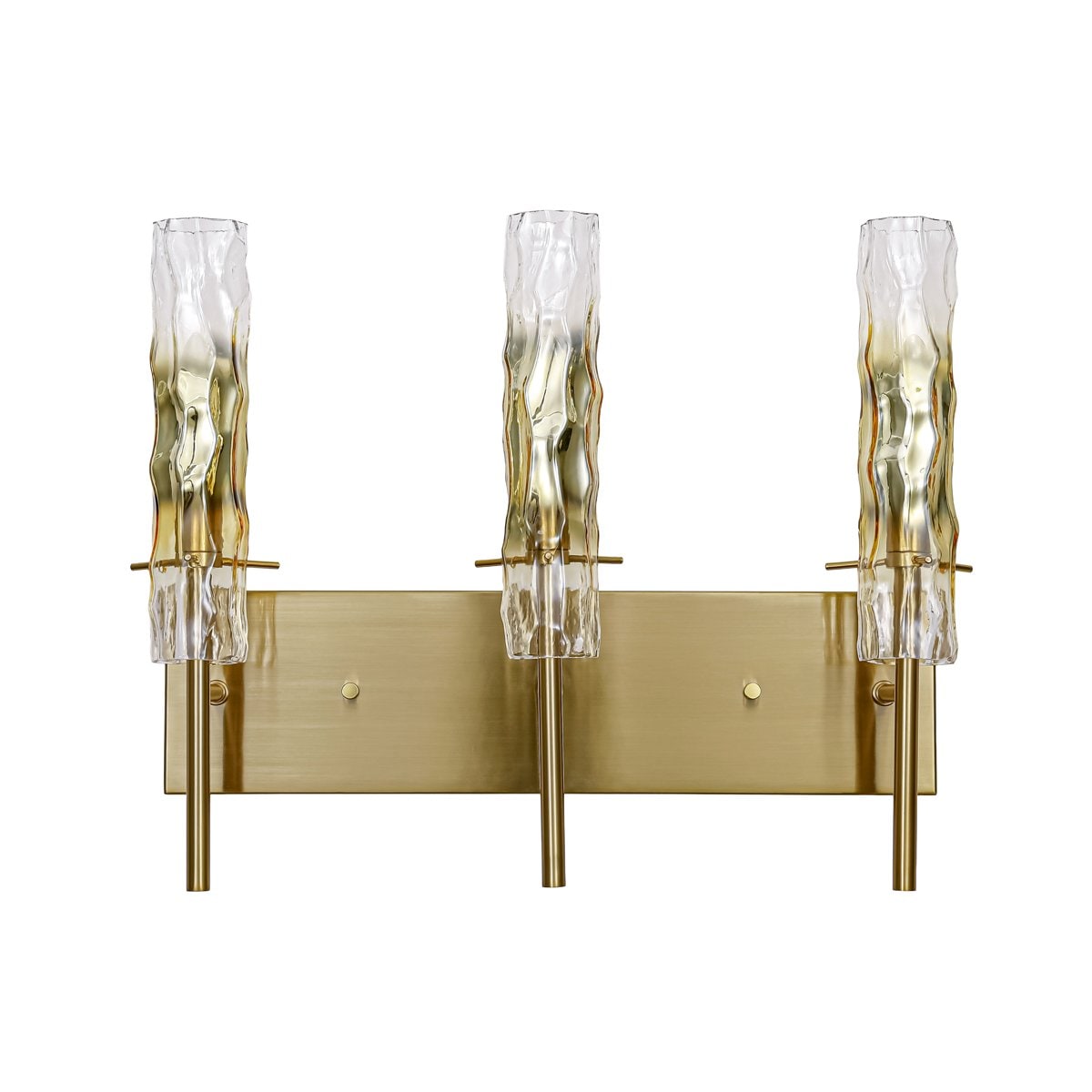TALOYA 18-in Modern Electroplated Brass 3-Light Vanity Light Bar with Hammered Clear Glass Shades E12 Sockets for Bathrooms Bedrooms Hallways and Dressing Areas