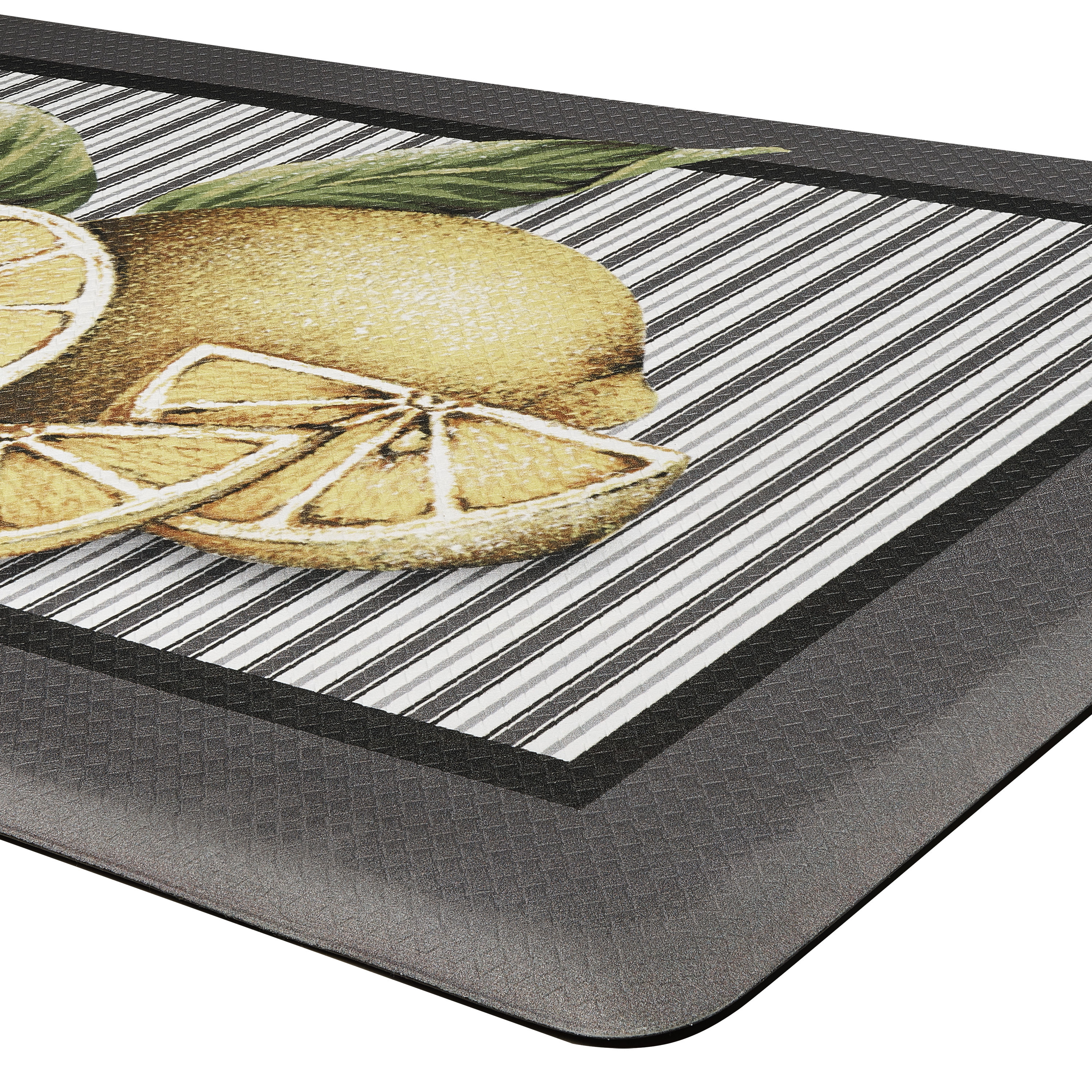 Lemon Drop Yellow and Gray Anti-Fatigue Kitchen Mat