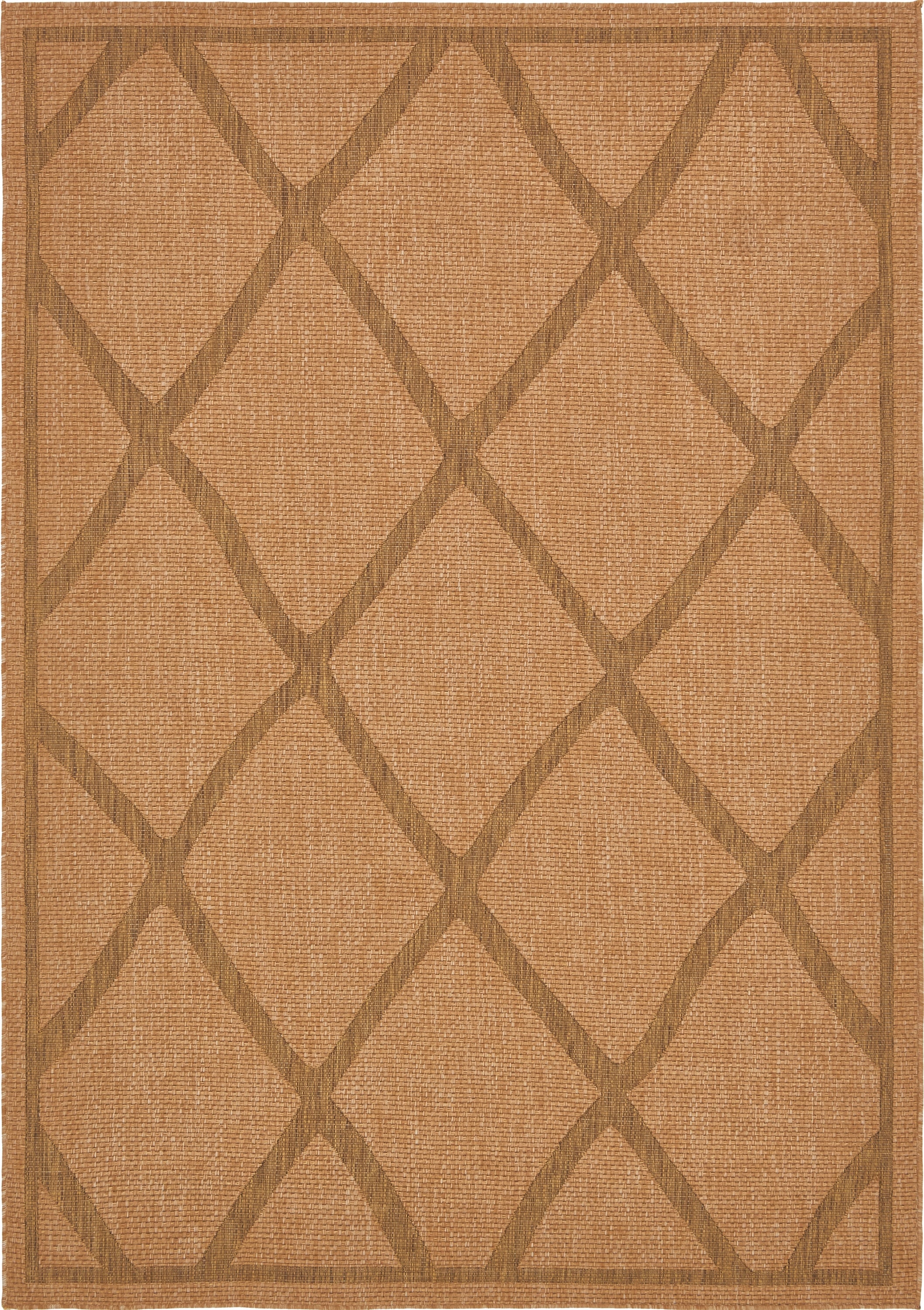 Light Brown Synthetic Reversible Rectangular Area Rug