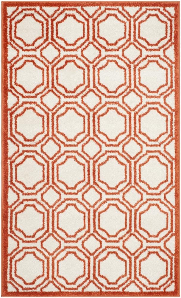 Safavieh AMT411F-3 Mosaic 3 x 5 (ft) Loomed Polypropylene Ivory/Orange Rectangular Indoor/Outdoor Trellis Throw rug