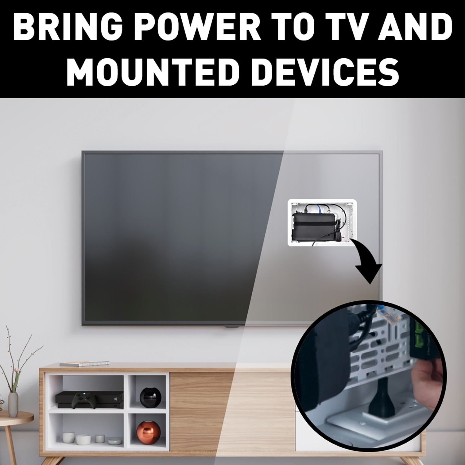 Sanus 9 TV Media In-Wall Box with Power Supply Kit