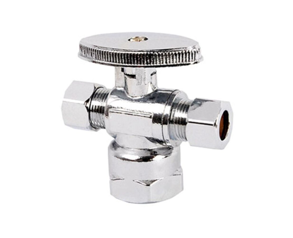  734407 1/2-in FIP x 3/8-in Compression Brass Multi turn Stop 3-way valve