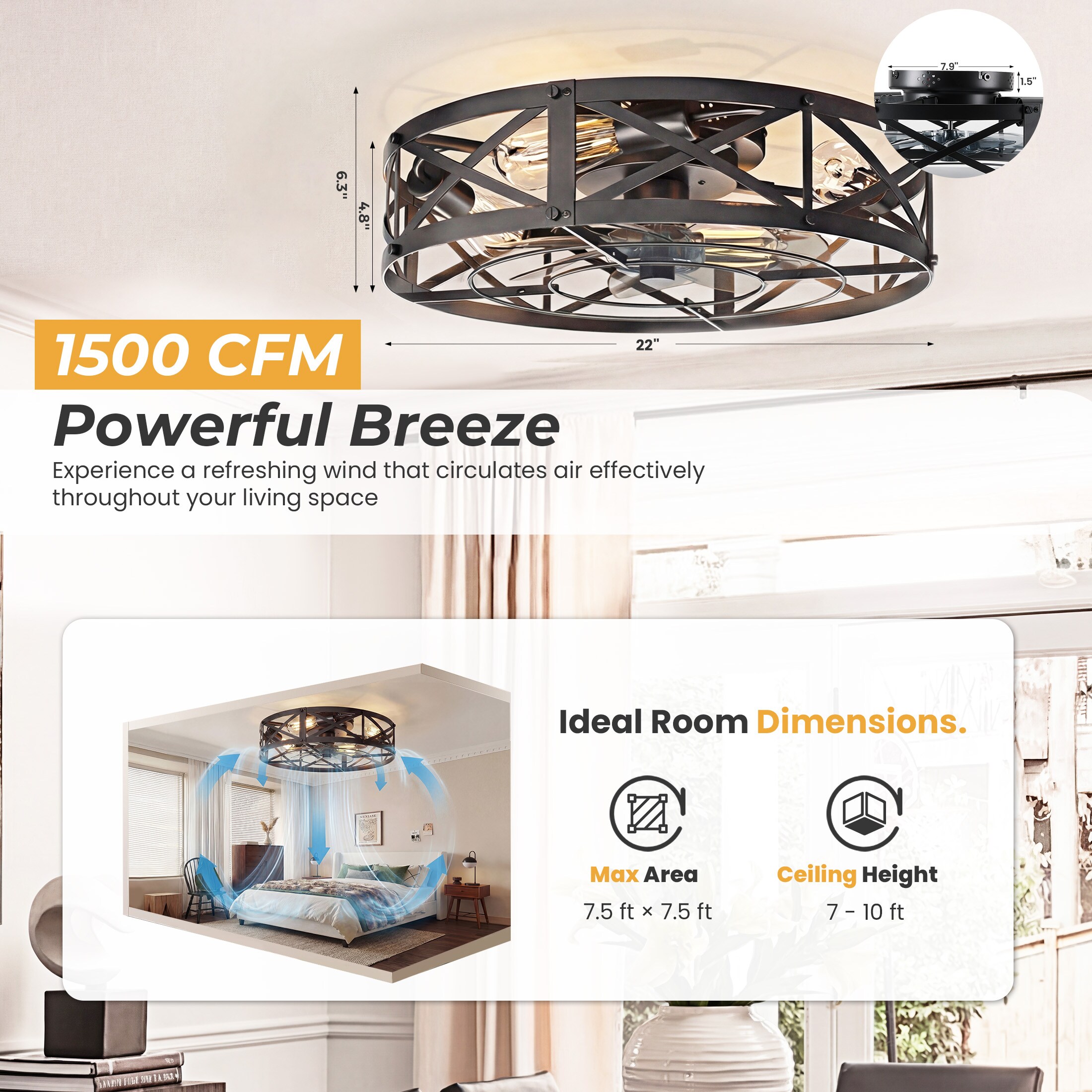 Sweetcrispy L-AC-DSV4NDS-22BK Ceiling-Fans - View #6