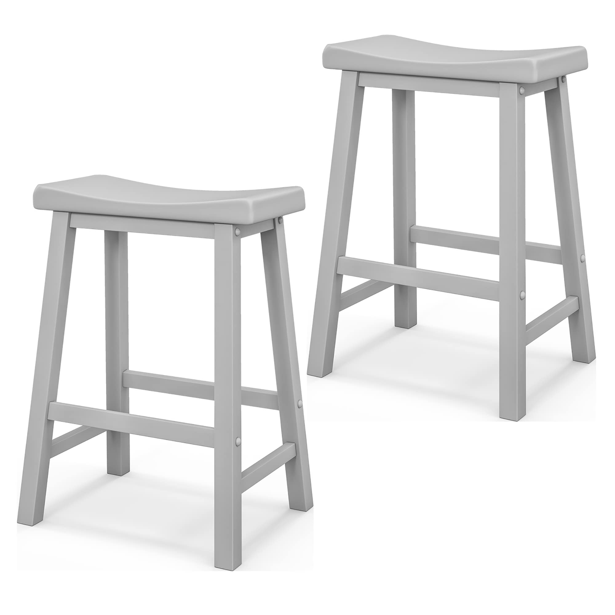 Costway SXL00025 Gray 24-in H Counter height (24-in to 27-in) Square Seat Wood Bar Stool