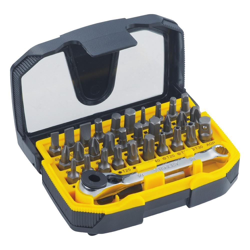 32 Piece 1-13-905 new Stanley expert Bit Set With Ratchet Wrench 