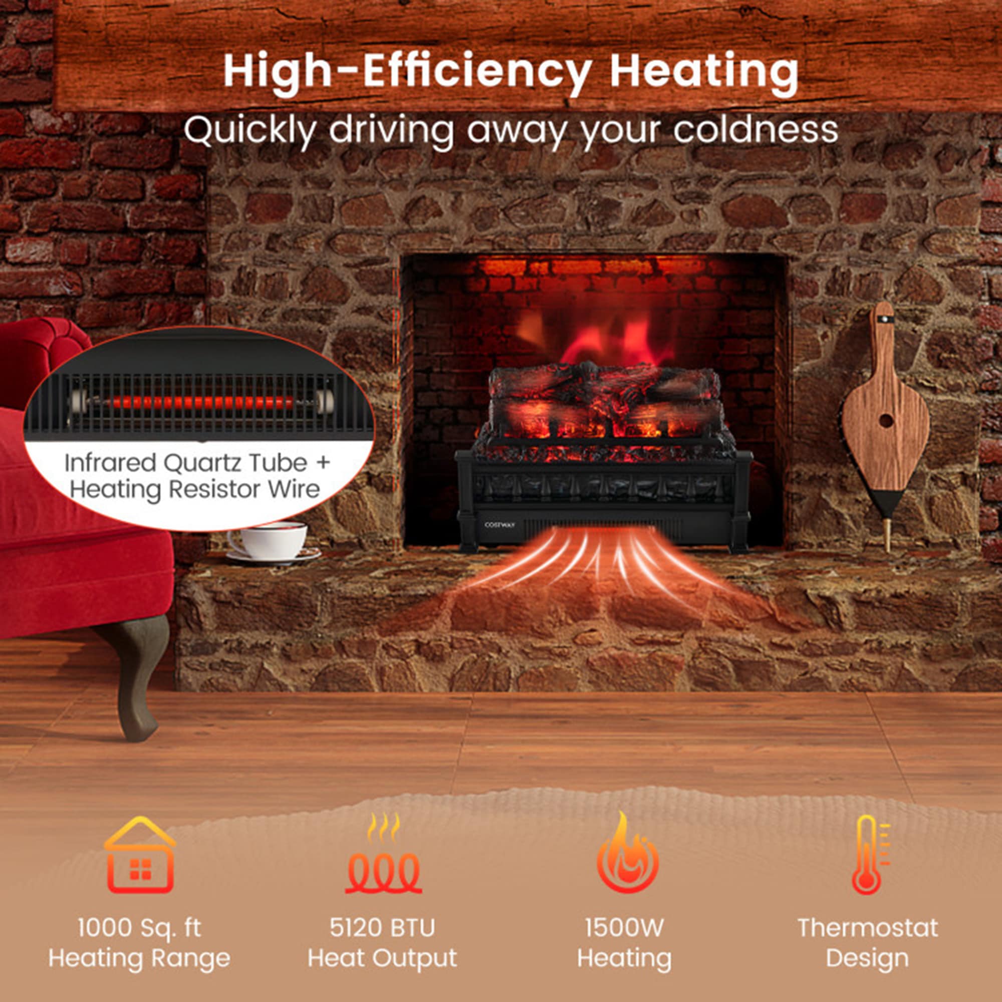 Mondawe MO-SEF5876 Electric-Fireplace-Logs - View #3