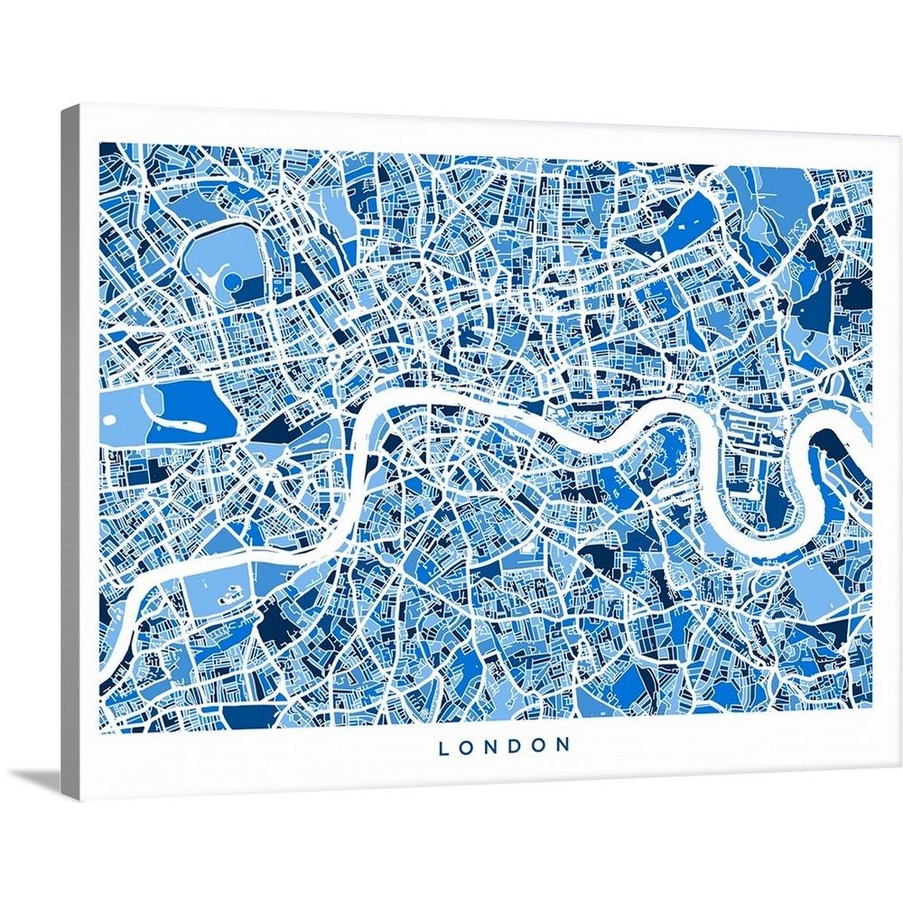GreatBigCanvas London England Street Map by M 30-in H x 40-in W Abstract  Print on Canvas in the Wall Art department at Lowes.com