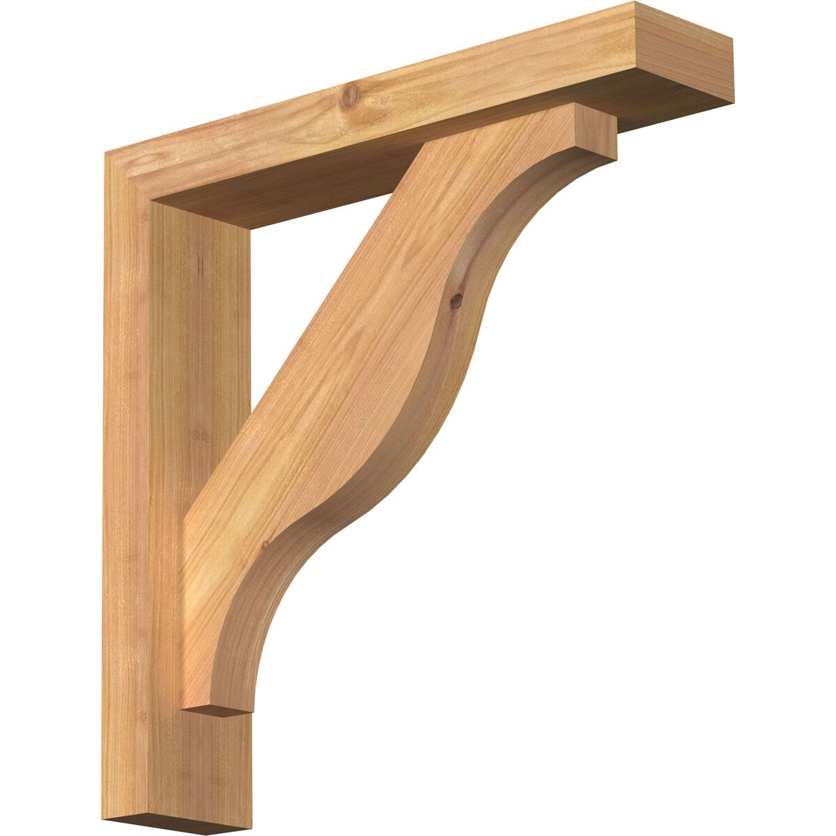 Ekena Millwork 1462308 Funston Block Smooth Bracket with Offset Brace 3-1/2-in x 16-in x 16-in Western red cedar Brown Wood Standard bracket