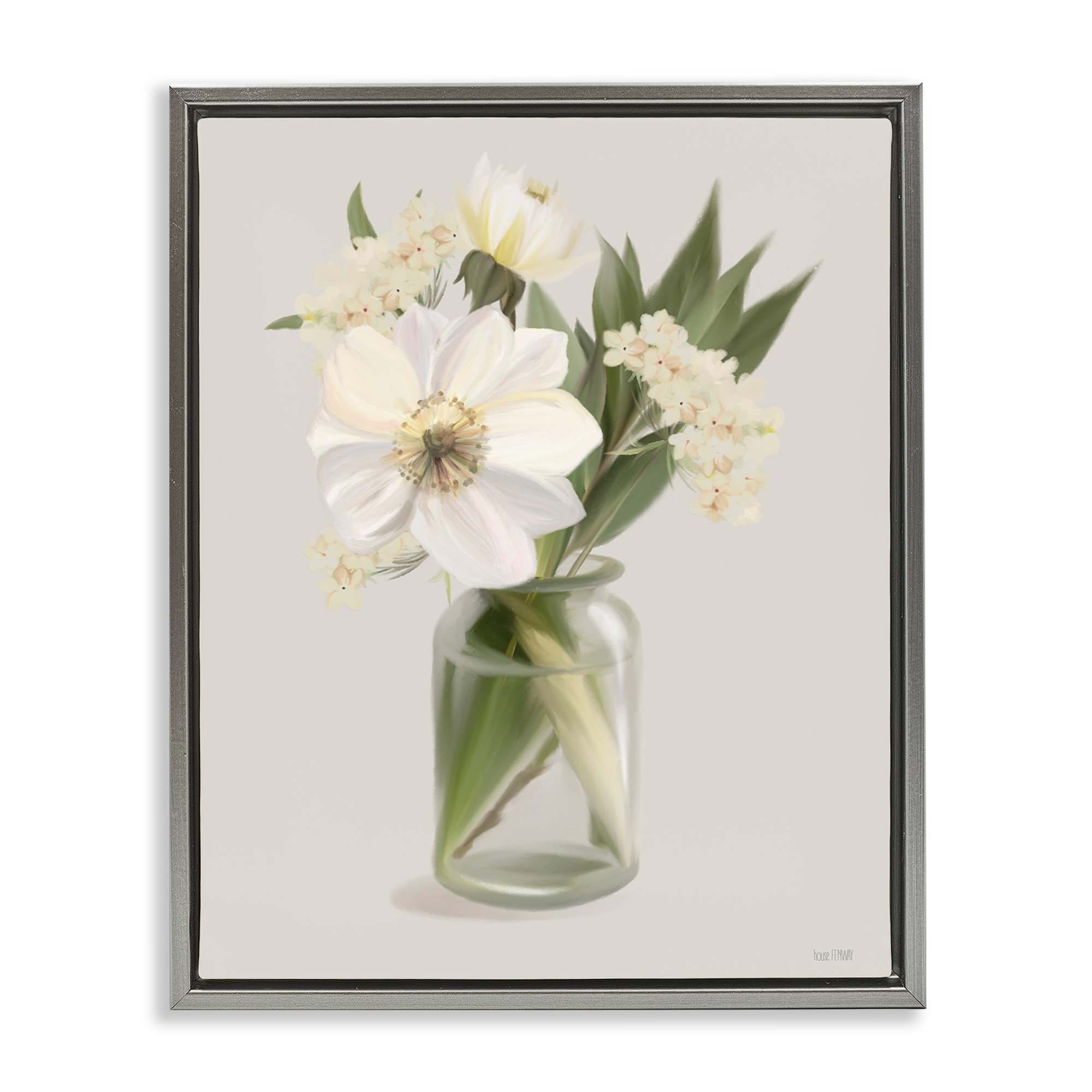 Stupell Industries BS-658-FFL-24X30 Spring Flower Bundle Vase Floating Frame design by House Fenway