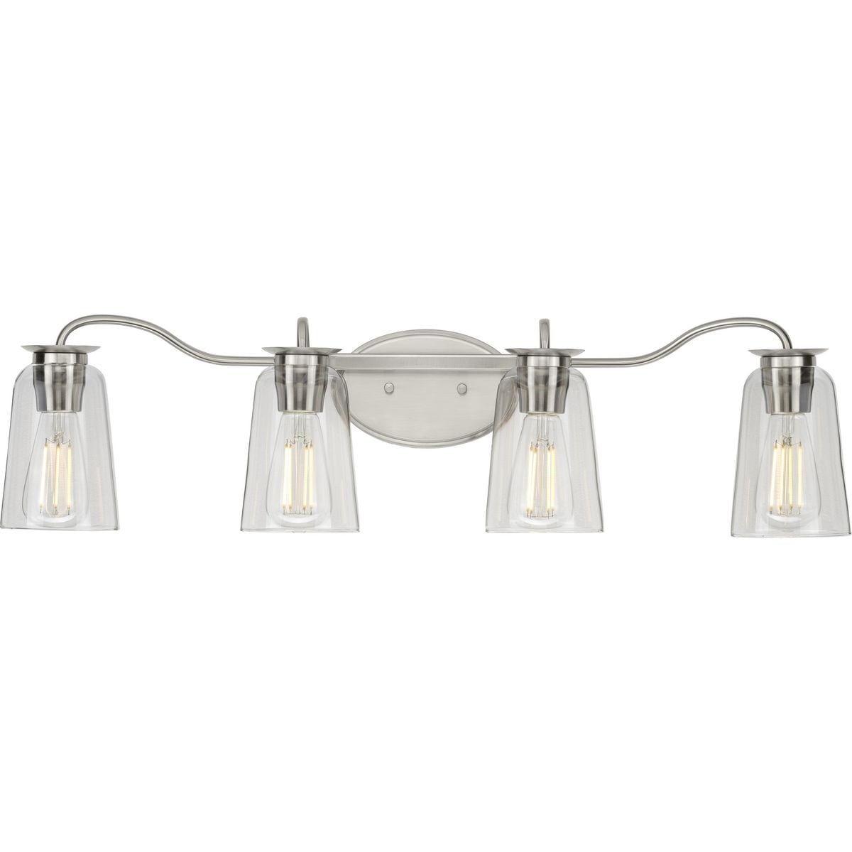 Progress Lighting Durrell 31.25-in 4-Light Brushed Nickel Coastal ...