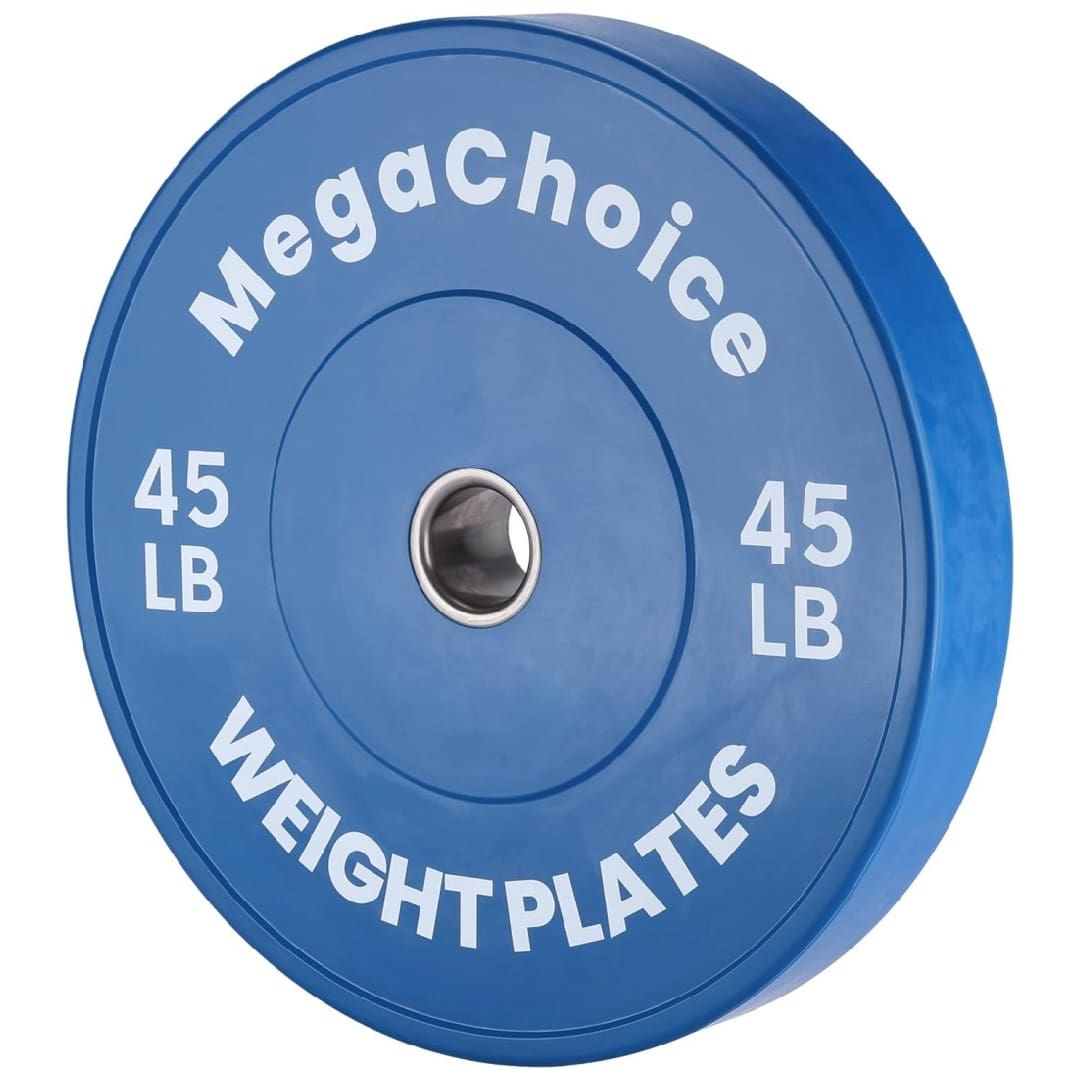 Qeetex NL-POU-3AKV8C6C Blue 45LB High Quality Rubber Bumper Plate with Printed Lettering