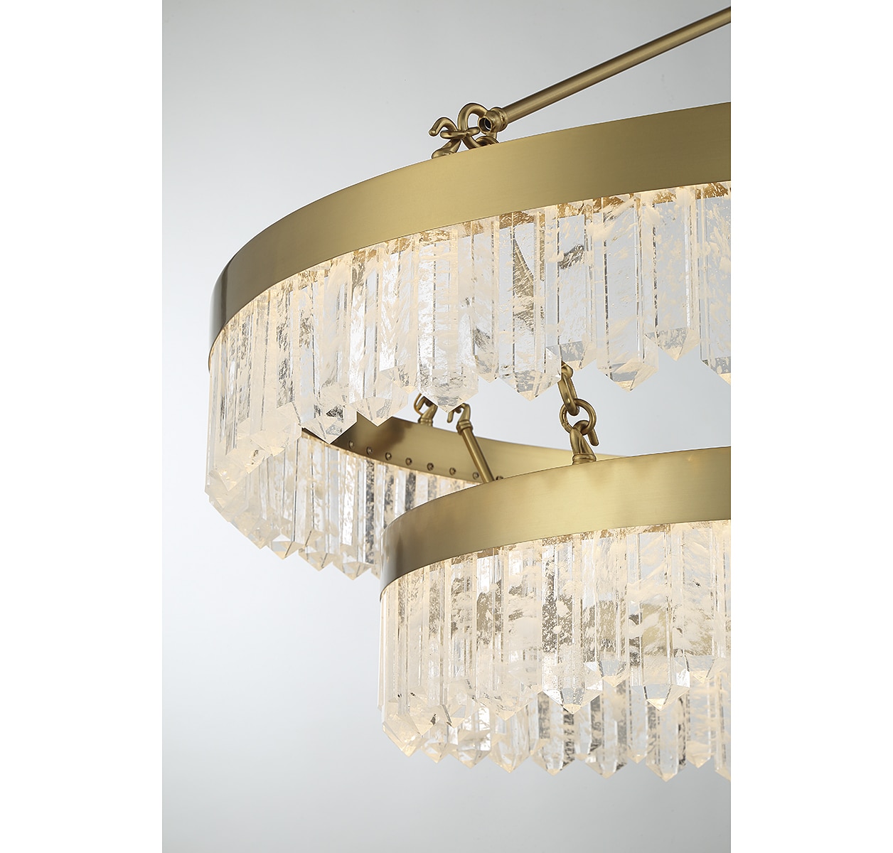 Landon Warm Brass 2-Light LED Pendant with Crystal