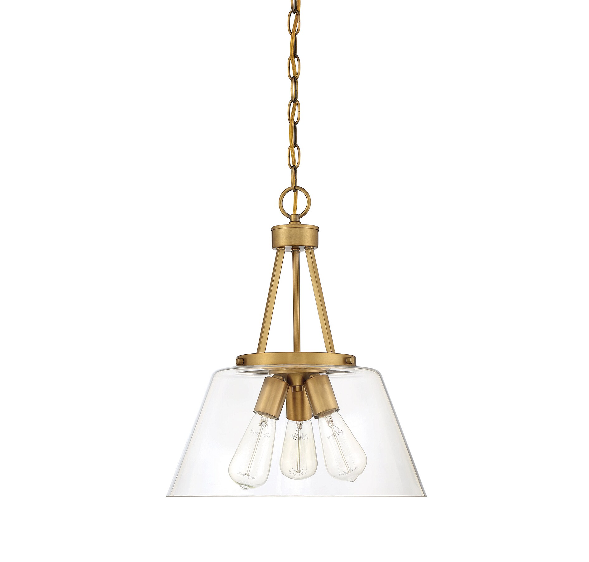 Calhoun Warm Brass 3-Light Clear Glass Pendant