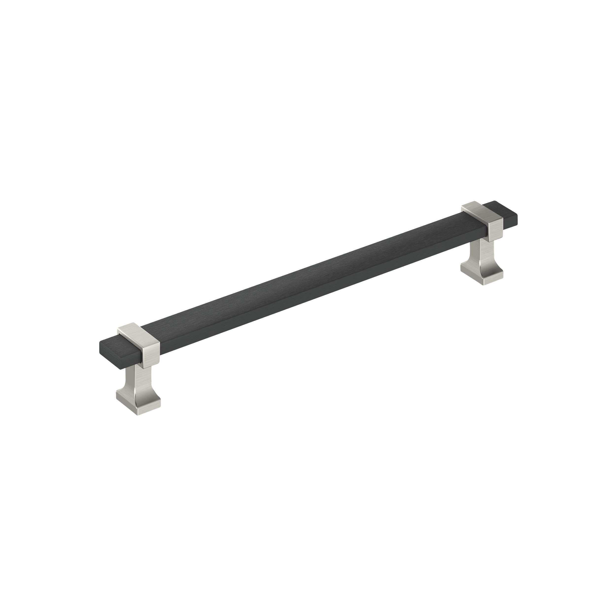 Amerock BP37081BMBG10 Overton 7-9/16-in , 192mm Center to Center Brushed Matte Black/Satin Nickel Rectangular Bar Drawer Pulls