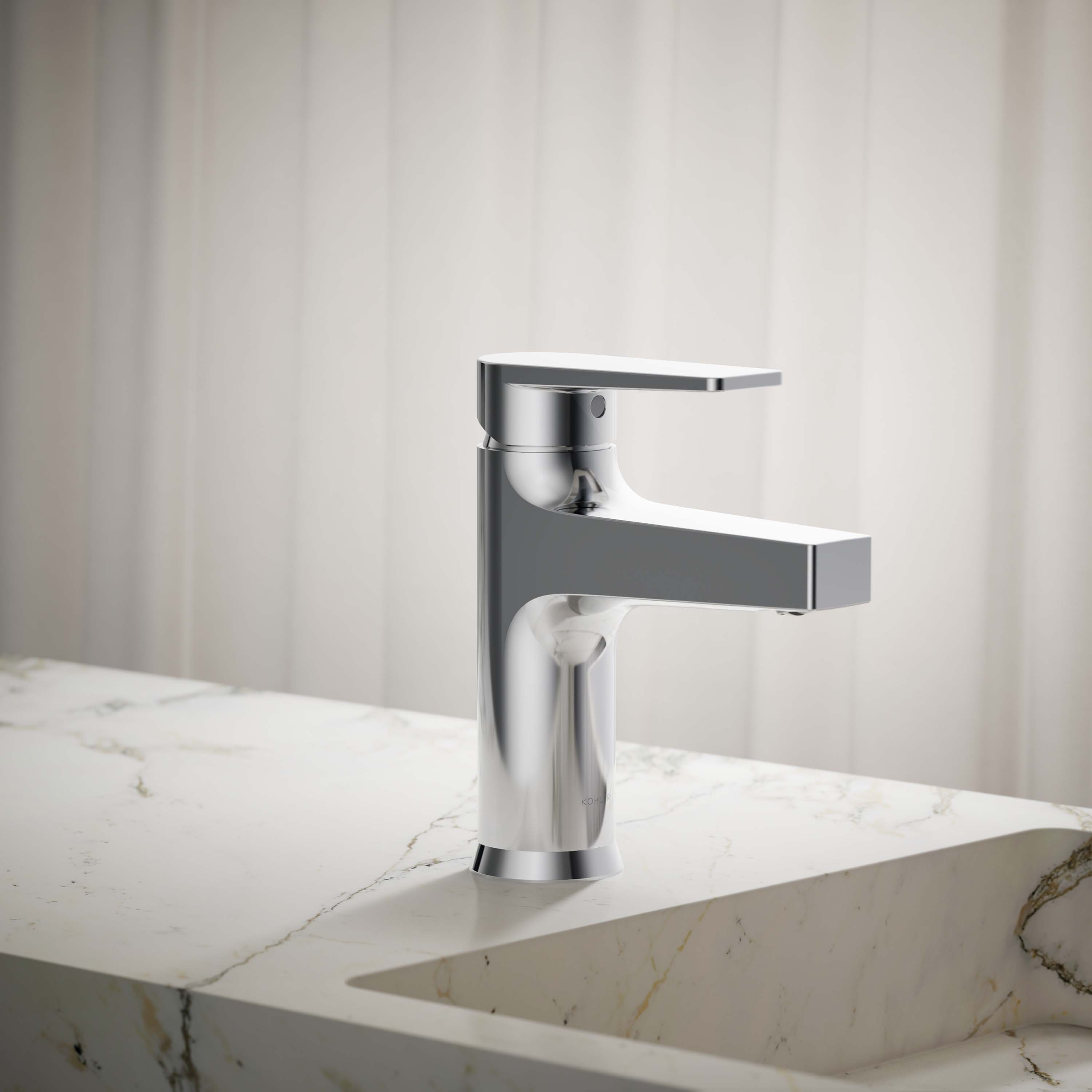 KOHLER K-74013-4-CP Taut Polished Chrome Single hole 1-handle WaterSense Low-arc Commercial/Residential Handle Bathroom Sink Faucet with Drain