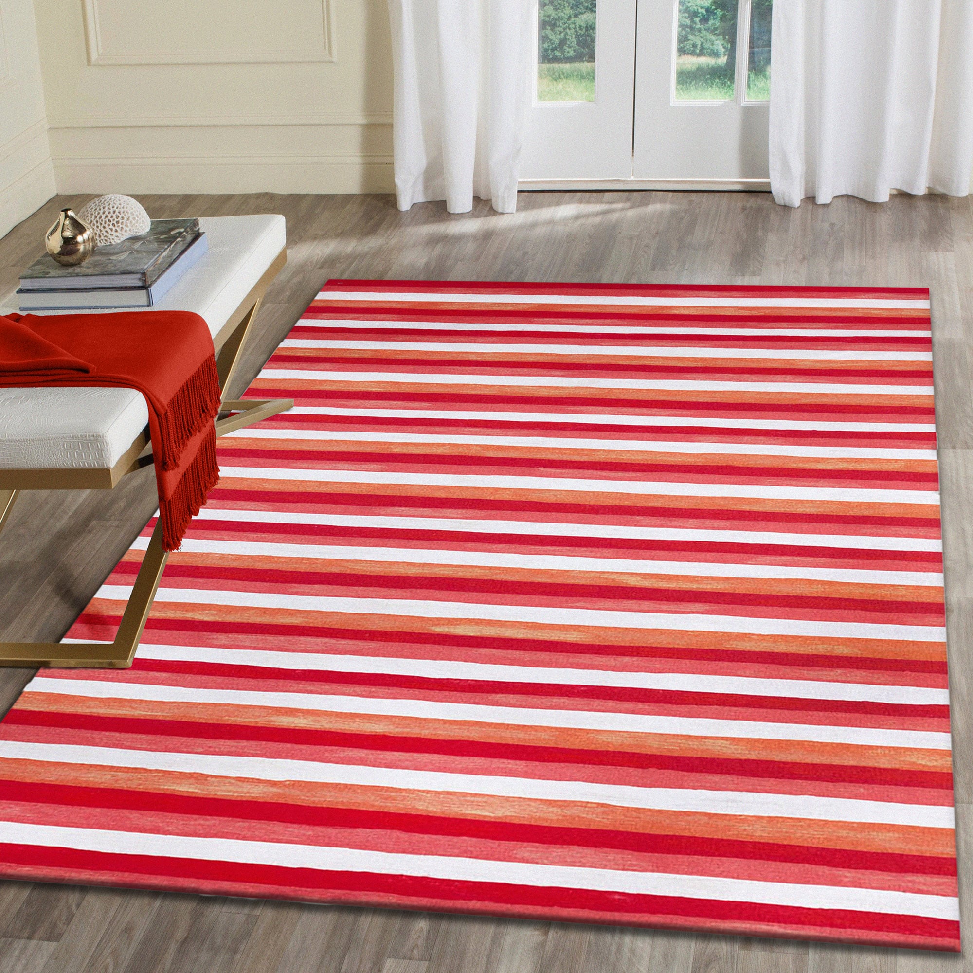 Liora Manne VCF58431324 Visions II 5 x 8 (ft) Polyester Warm Rectangular Indoor/Outdoor Stripe Bohemian/Eclectic Area rug