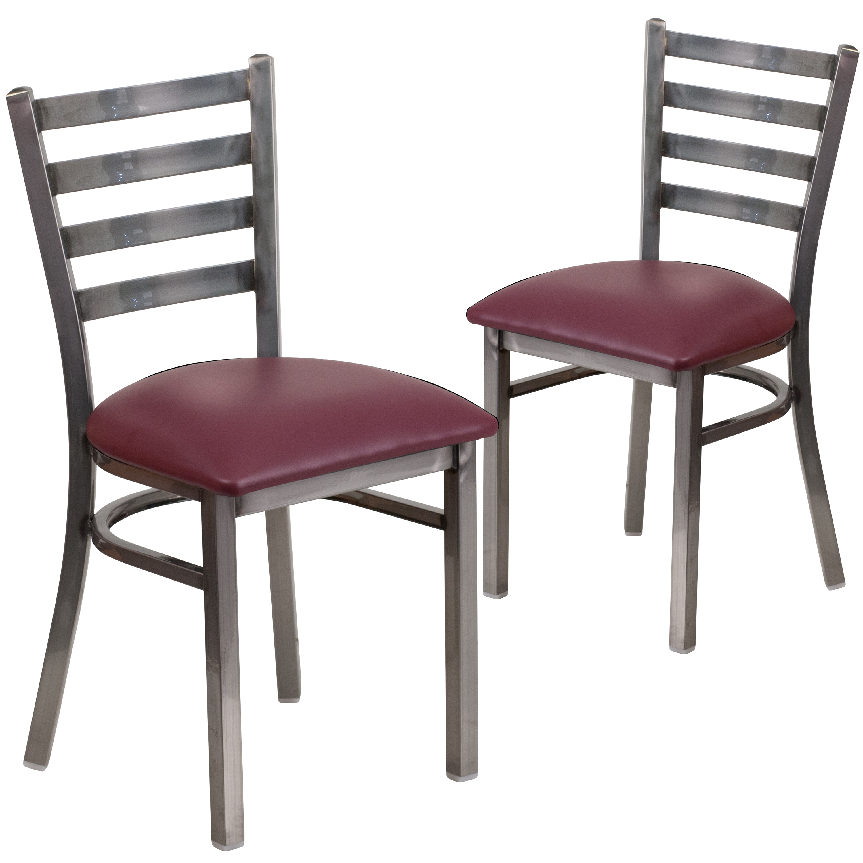 Flash Furniture - 2 Pk. HERCULES Series Silver Antique Finish with Clear Coat Ladder Back Metal R...