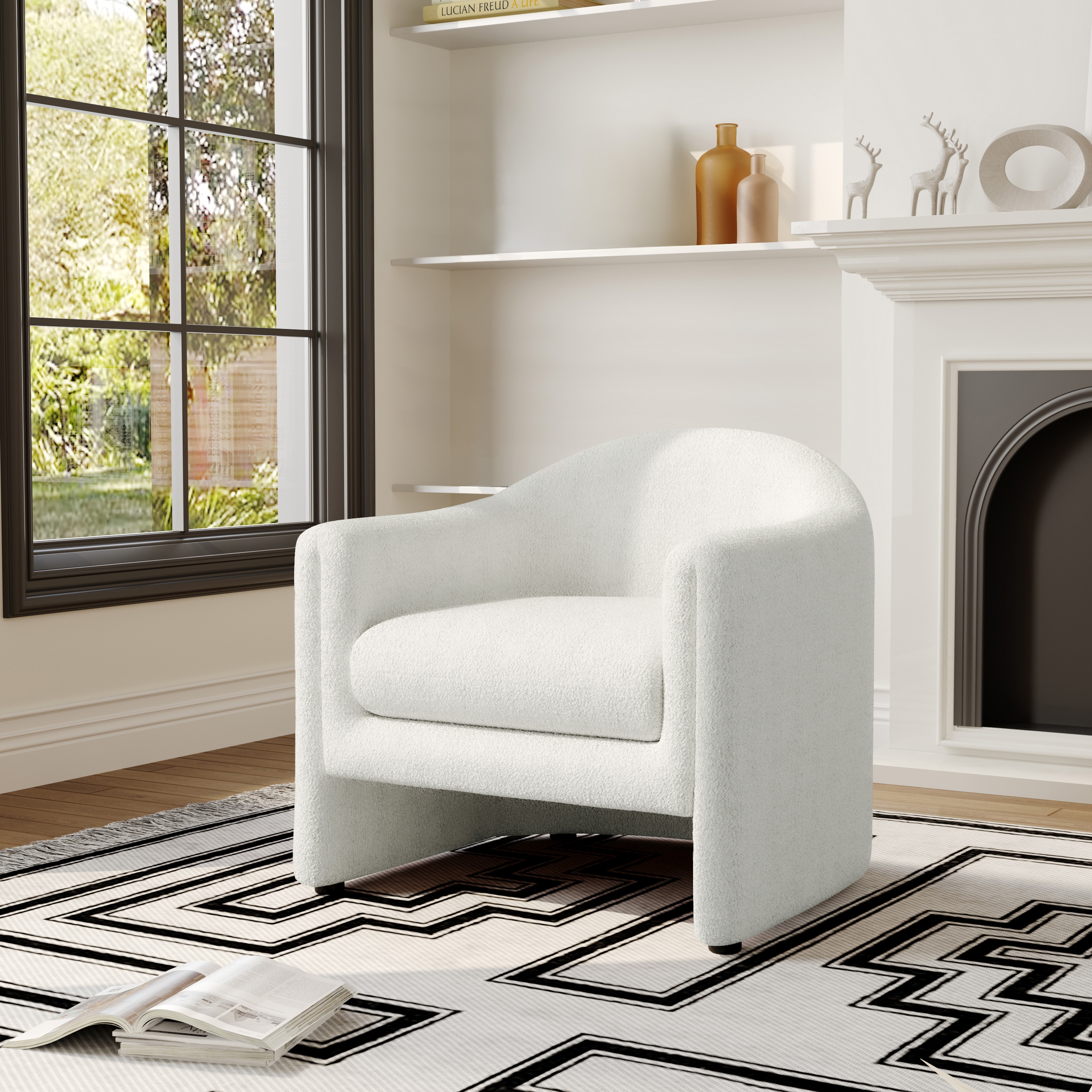 Dreamsidea Barrel Accent Chair with Modern Upholstered Design for Living Room or Bedroom