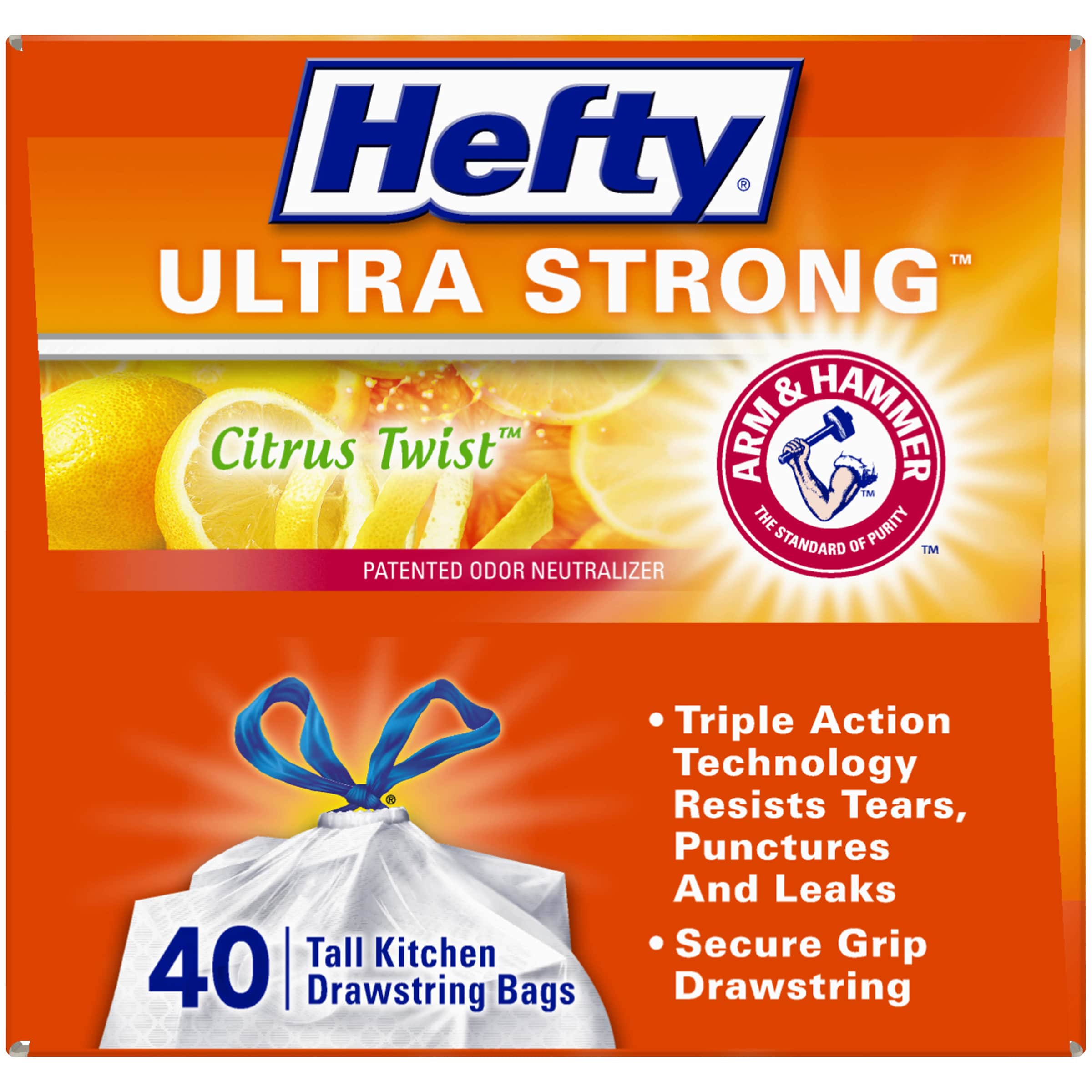 Hefty Ultra Strong Citrus Twist Scent Tall Kitchen 13 Gallon Drawstring Trash  Bags - Shop Trash Bags at H-E-B