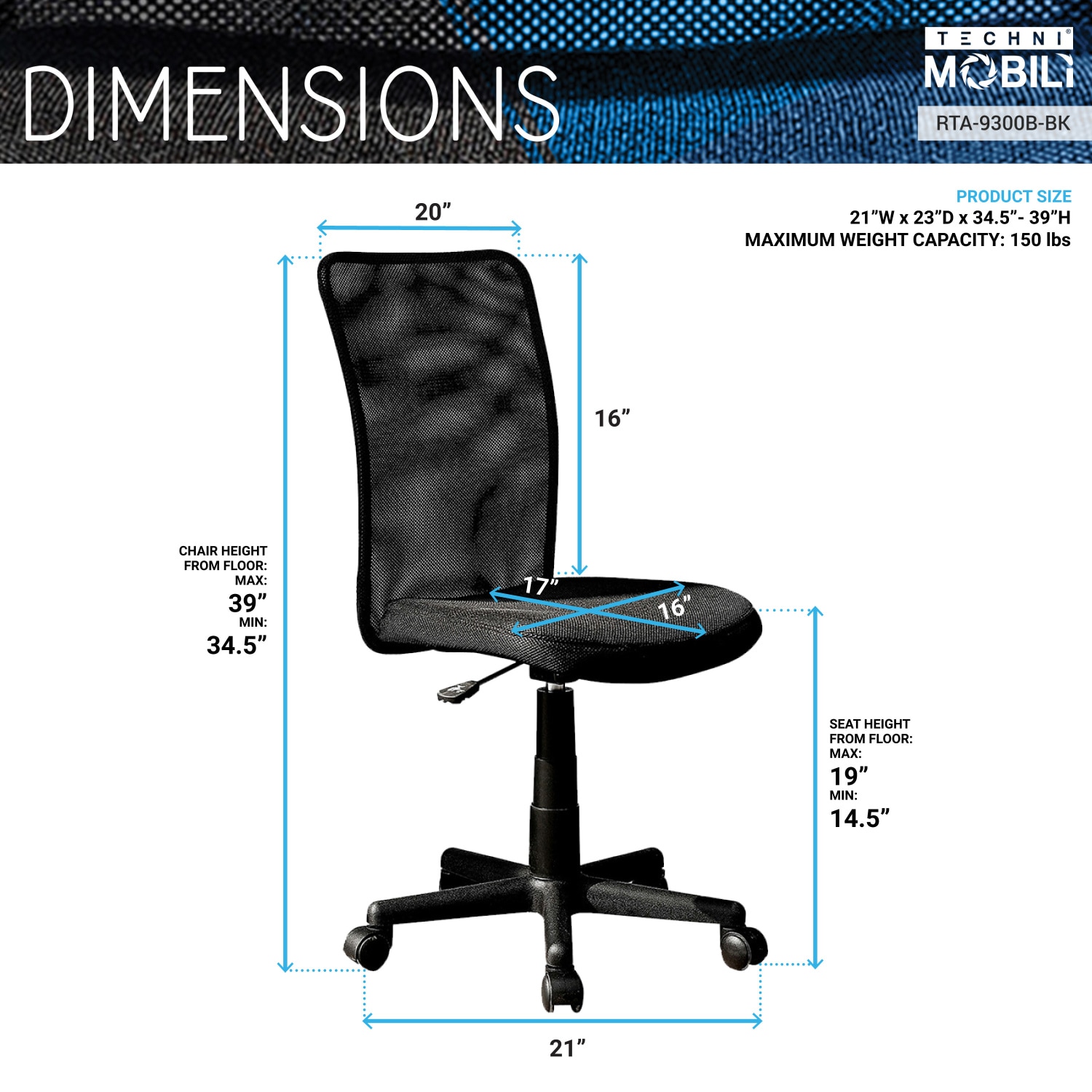 Streamdale Furniture RTA-9300B-BK Office-Chairs - View #4