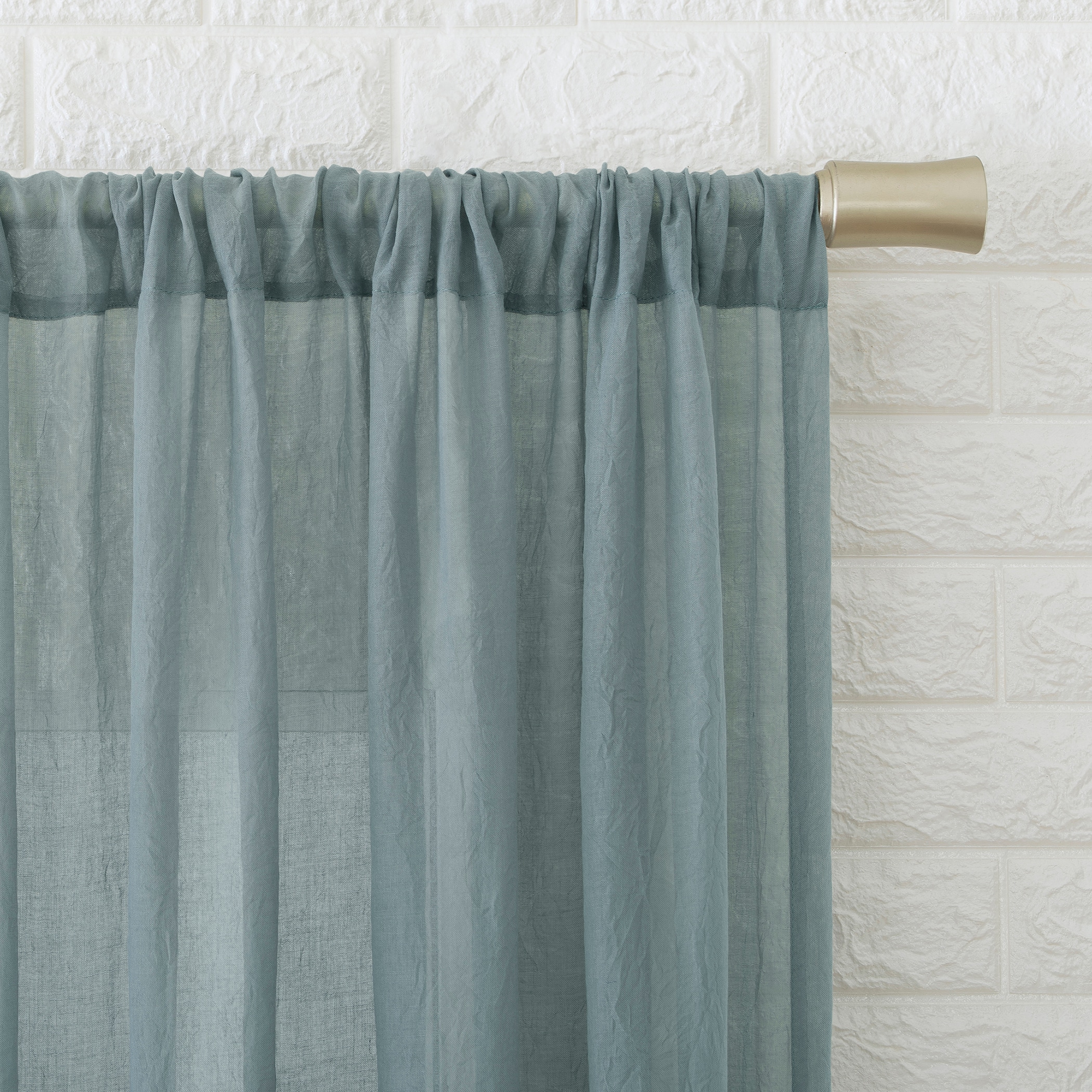 Harbor Blue 95" Sheer Polyester Rod Pocket Curtain Panel