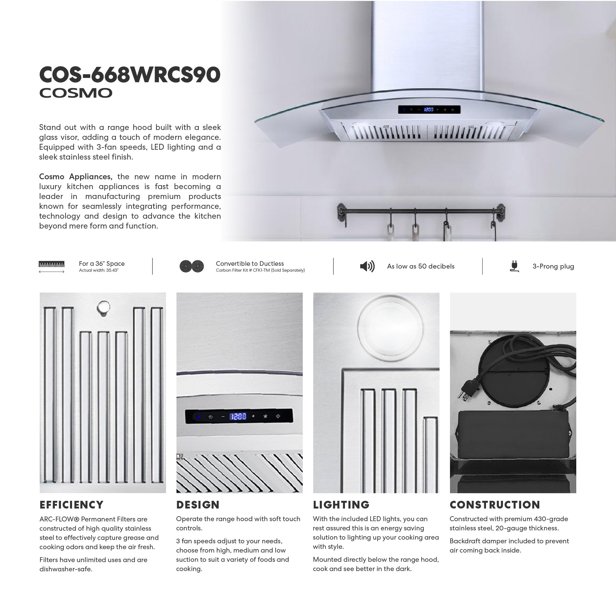 Cosmo COS-668WRCS90 Wall-Mounted-Range-Hoods - View #4