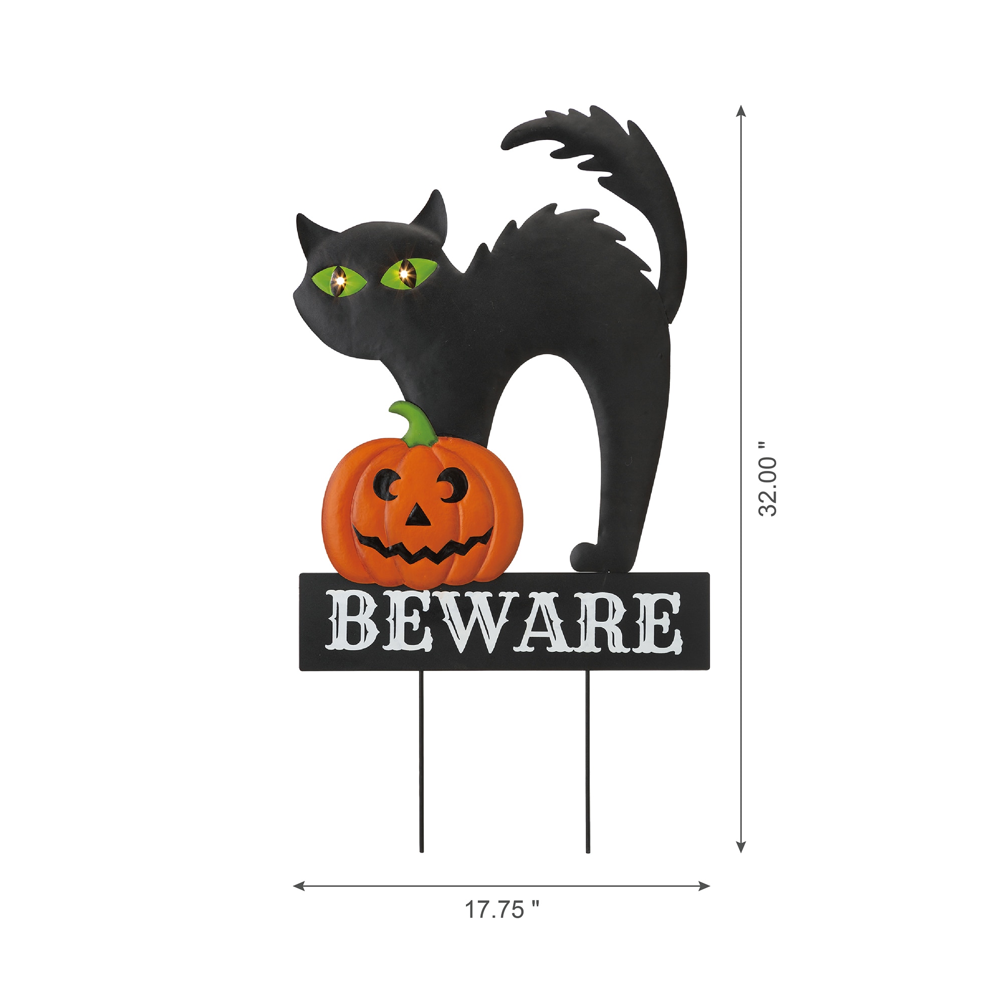 Stripes Happy Halloween Garden Flag Jack-O'-Lantern Black Cat Bat