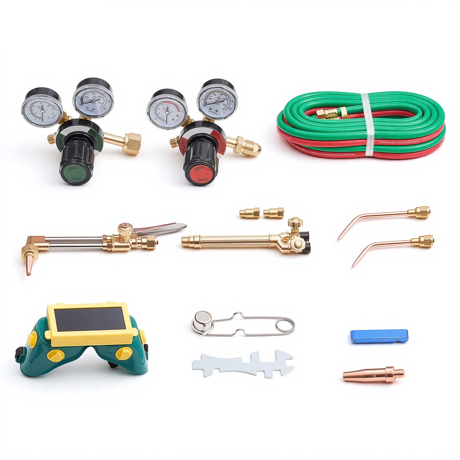 VEVOR Oxygen Acetylene Torch Kit with Check Valves Gas Welding Cutting Torch Kit Professional Oxy Acetylene Brazing Set with 15FT Twin-Hose 2 Cutting Tips 2 Welding Tips and 2 Precise Regulators