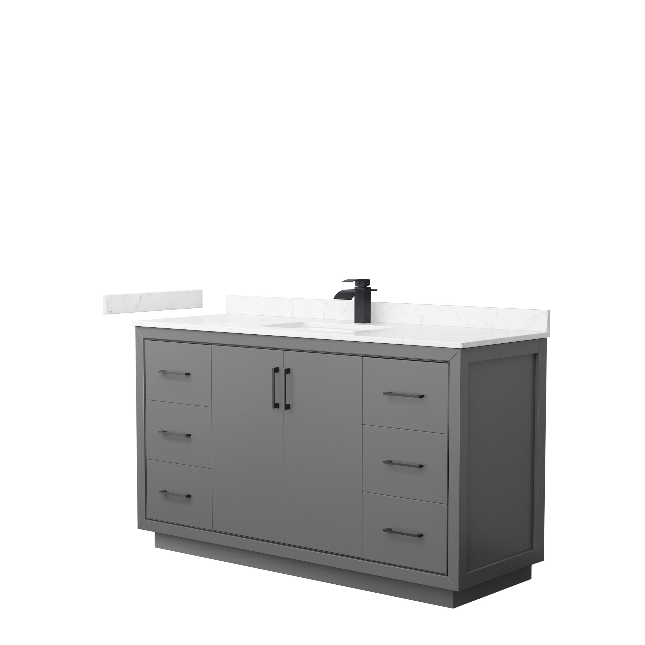 Wyndham Collection WCF111160SGBC2UNSMXX Icon 60-in Dark Gray with Matte Black Trim Undermount Single Sink Bathroom Vanity with Carrara Cultured Marble Top
