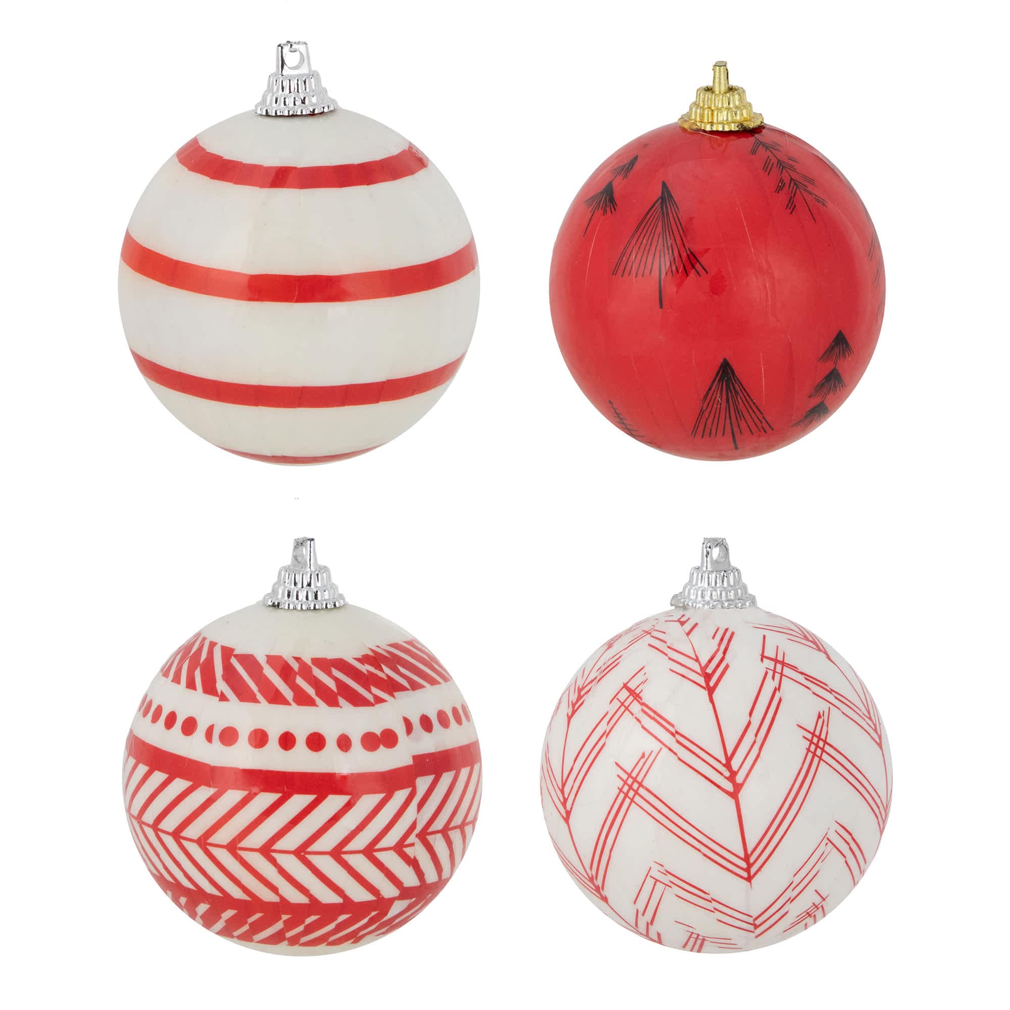 Northlight 14 Piece 2.25 inch Scandinavian Style Decoupage Christmas Ball Ornament