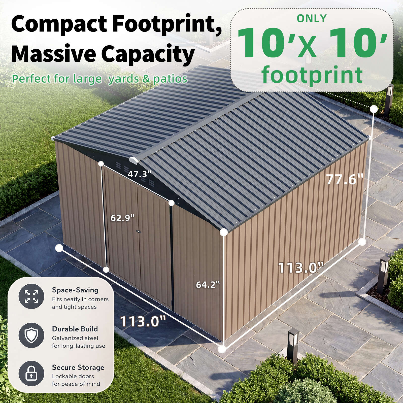 YODOLLA 16322GR-Y-LS02 Metal-Storage-Buildings-Sheds - View #3