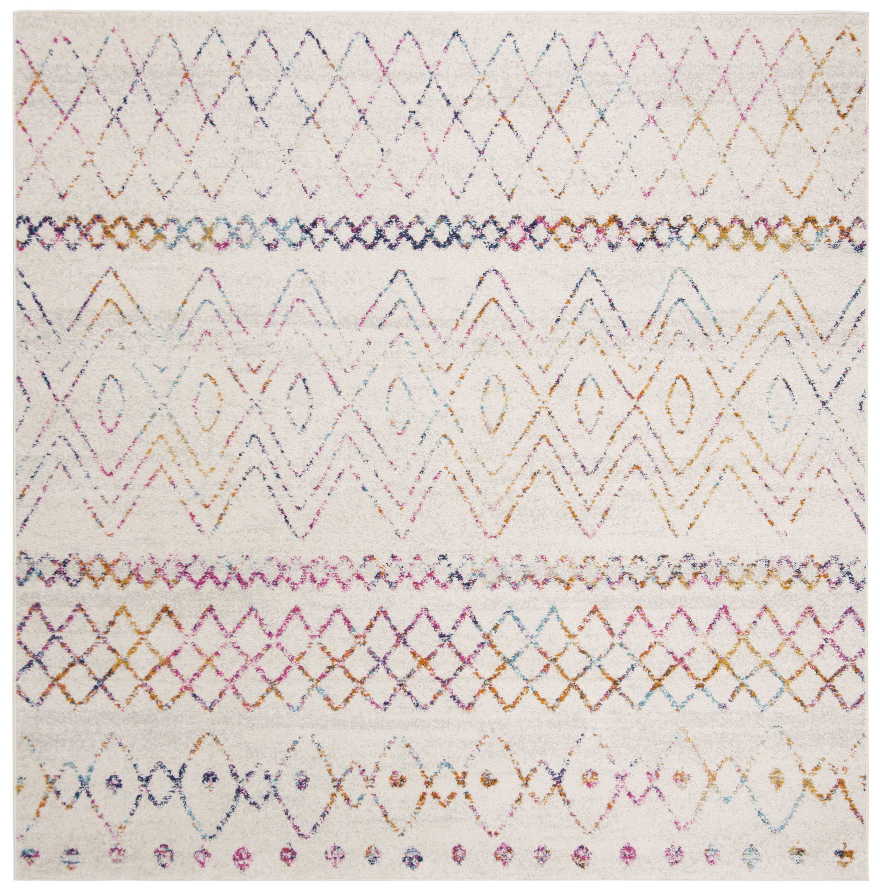 Safavieh MAD798A-9SQ Madison Kalab 9 x 9 (ft) Loomed Synthetic Ivory/Fuchsia Square Indoor Abstract Area rug