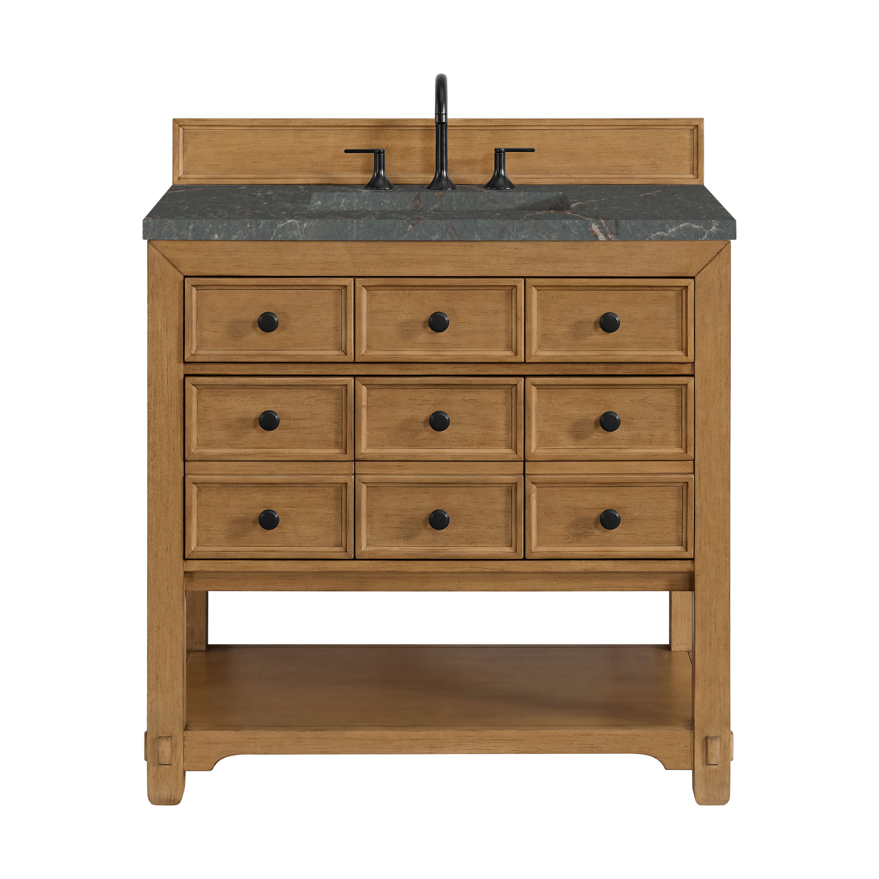 James Martin Vanities Malibu 36-in Amber Birch Undermount Single Sink Bathroom Vanity with Parisien Bleu Quartz Top