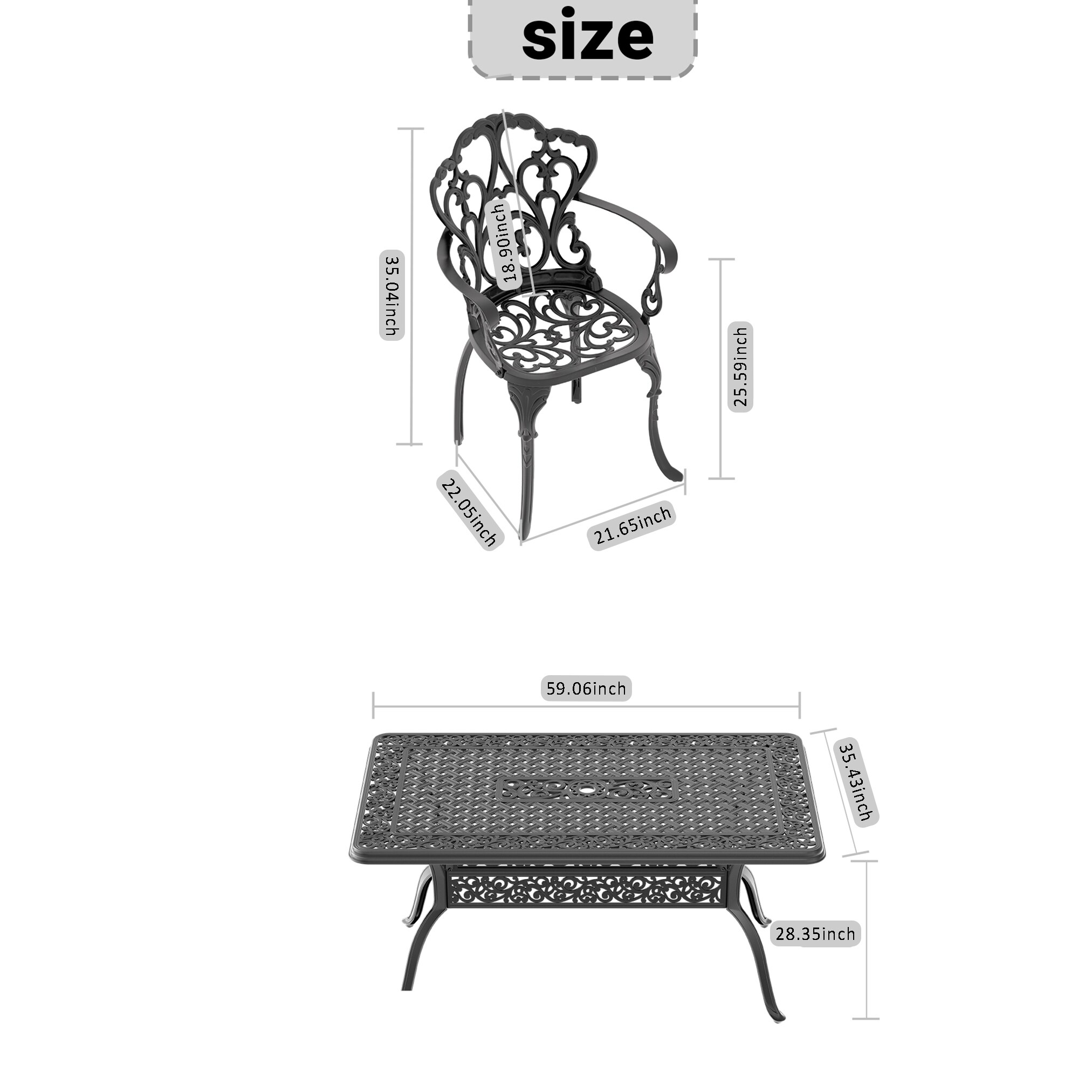 Kahomvis NICE-QP1092-150 Patio-Dining-Sets - View #4