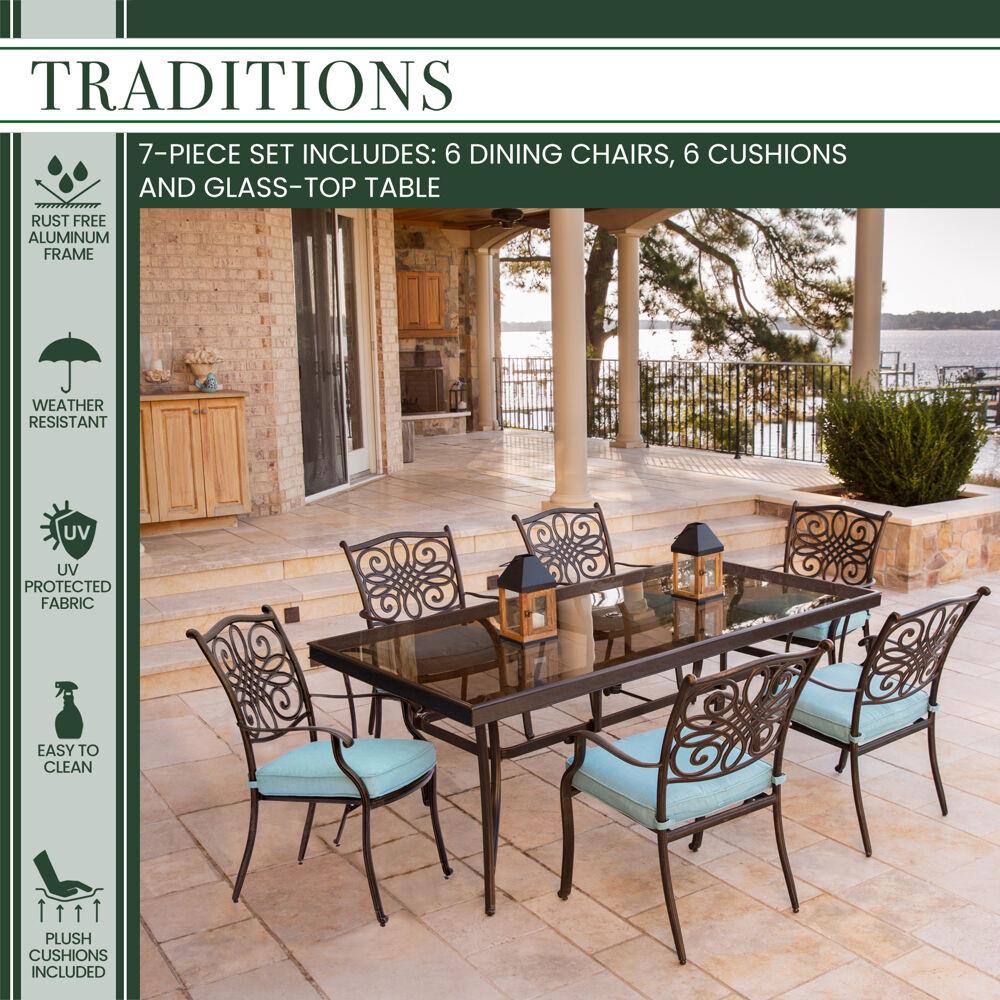 Hanover TRADDN7PCG-BLU Patio-Dining-Sets - View #2