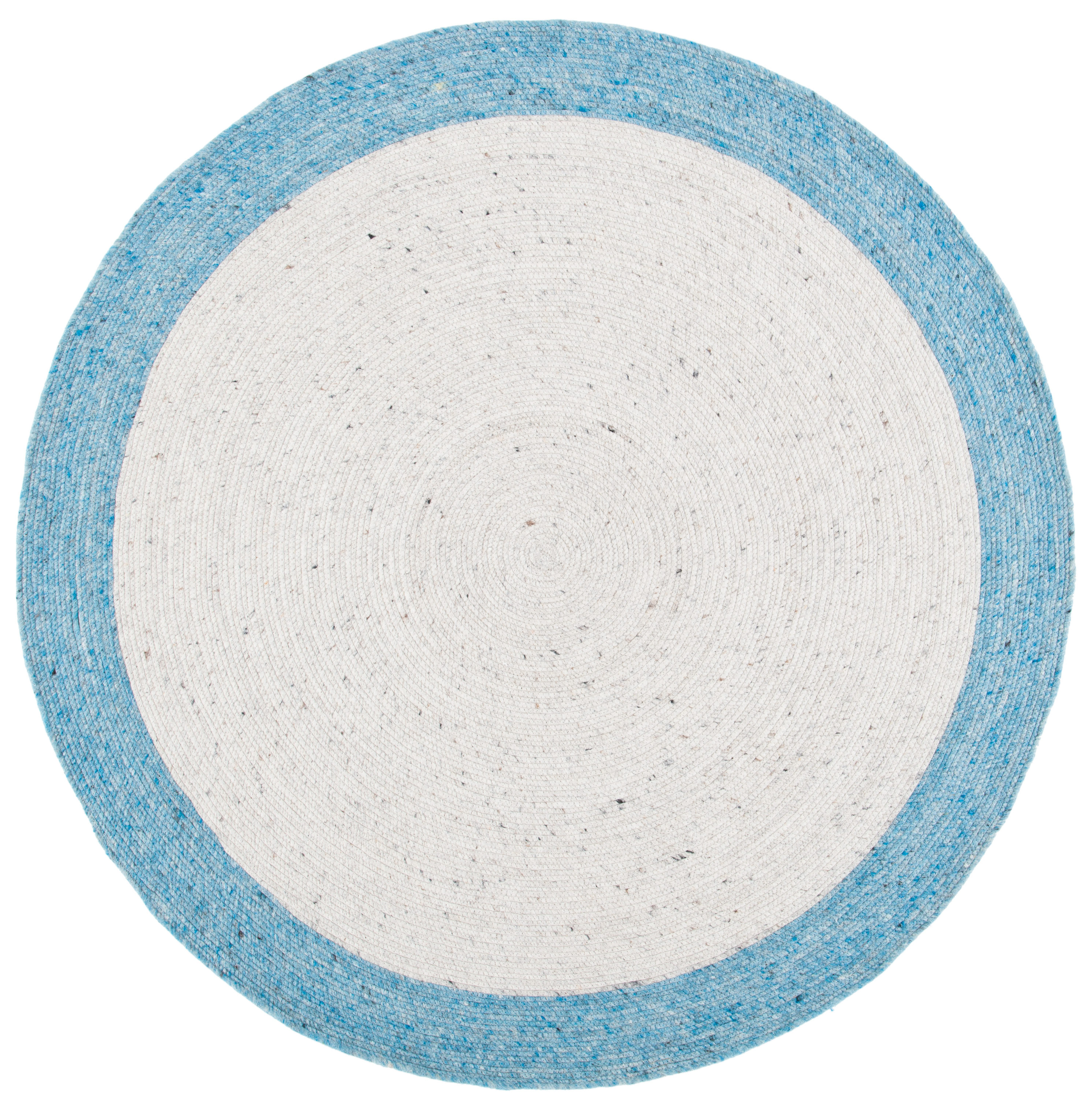 Safavieh BRD902A-5R Braided Reetta 5 x 5 (ft) Wool Ivory/Blue Round Indoor Border Farmhouse/Cottage Area rug