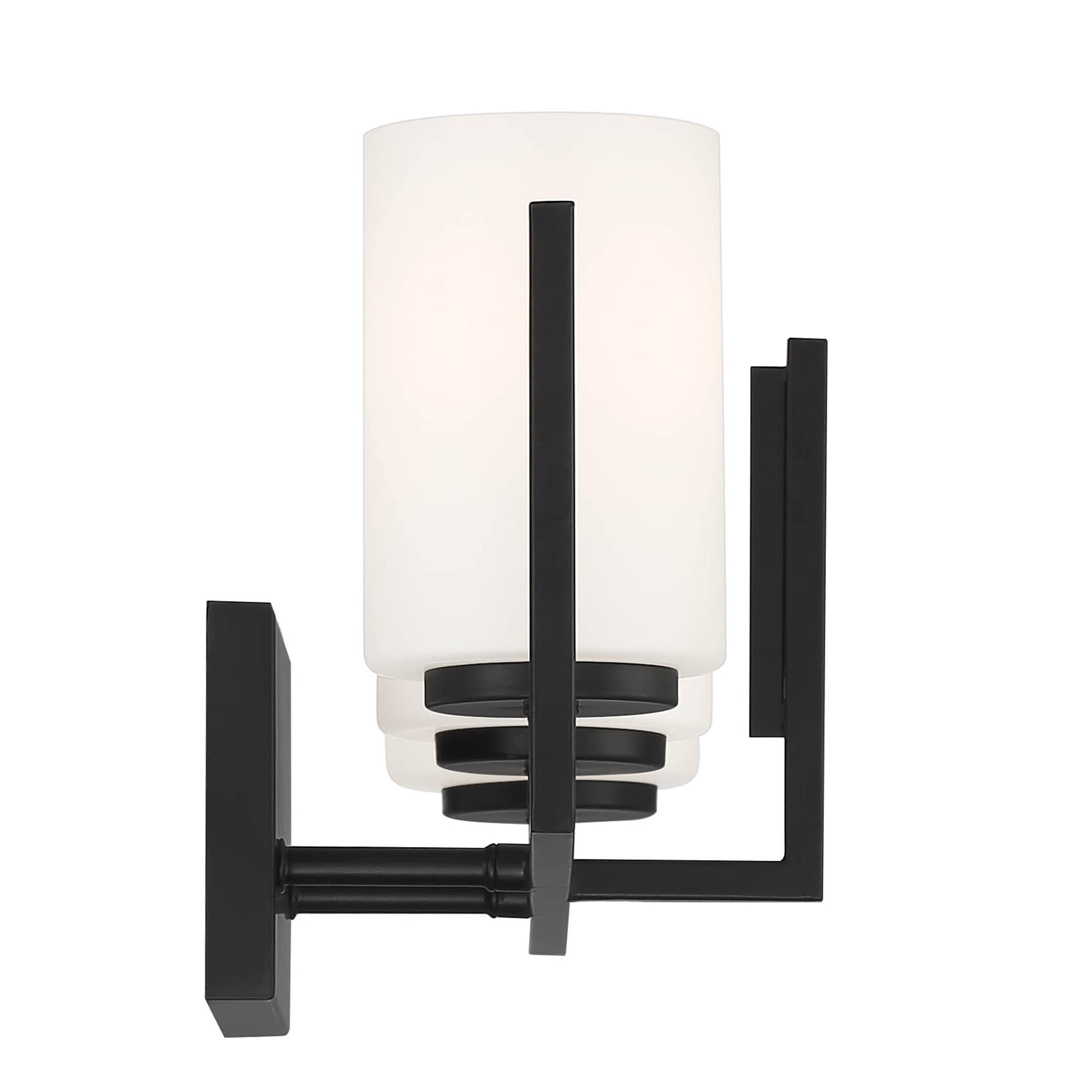 Cambria Modern 24" Matte Black 3-Light Vanity with Etched Opal Shades