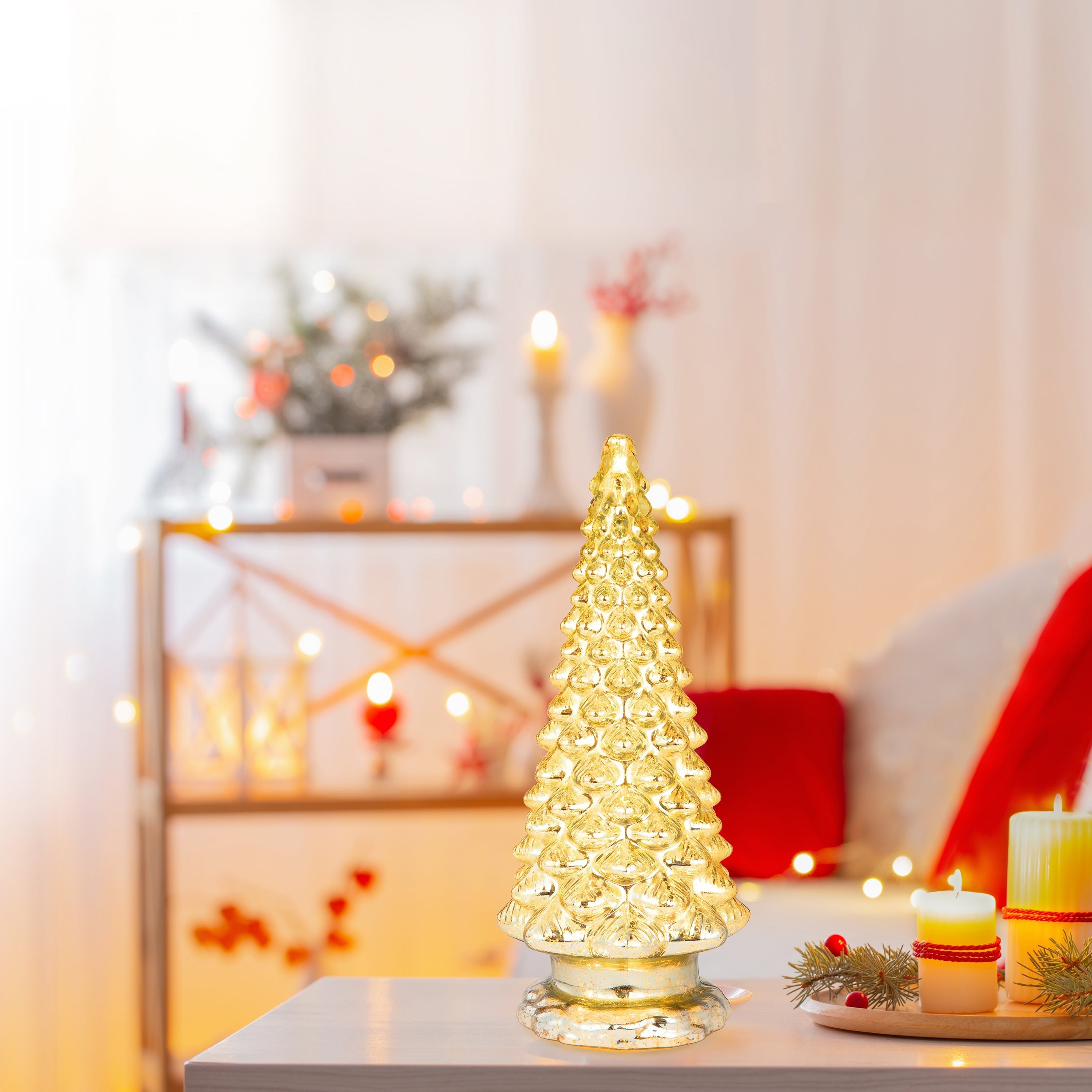 Mr. Christmas 16 in. Mercury Glass Tree with Twinkling Lights in