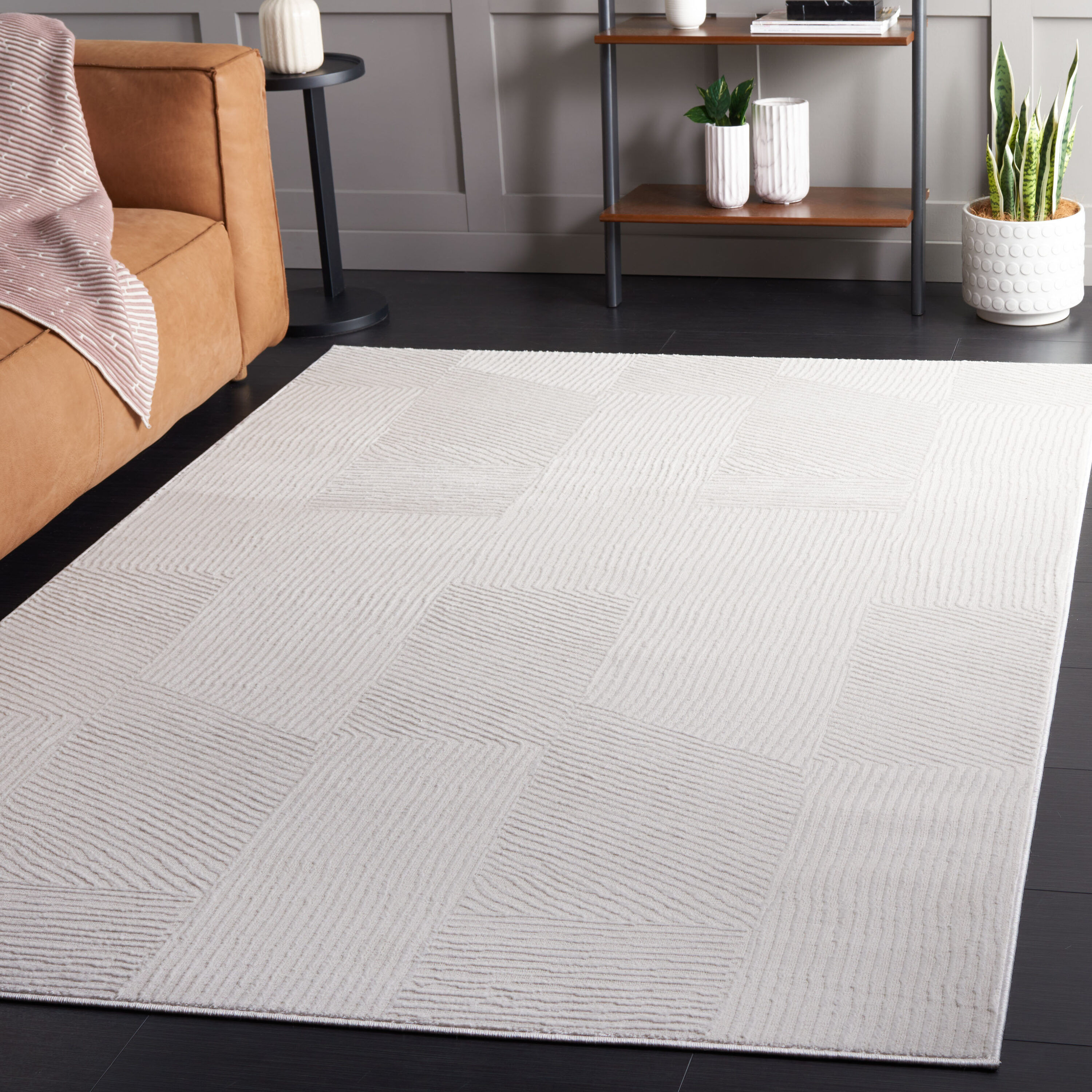 Saylor 100 9 x 12 (ft) Loomed Polypropylene/Jute/Polyester Ivory Rectangular Indoor Geometric Mid-Century Modern Professionally Clean Only Area rug