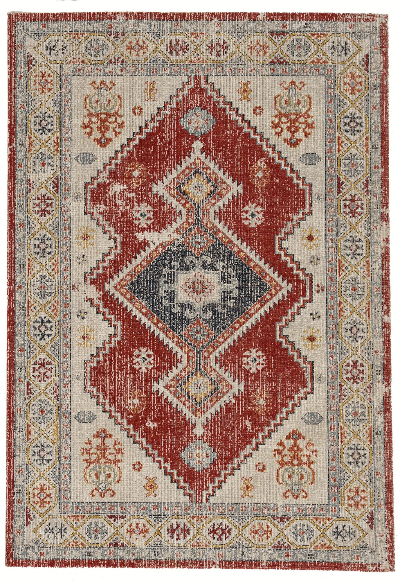 Linon RUGGZ0735 Great Zero 3 X 5 (ft) Koble Ivory/Rust Indoor Distressed/Overdyed Area Rug
