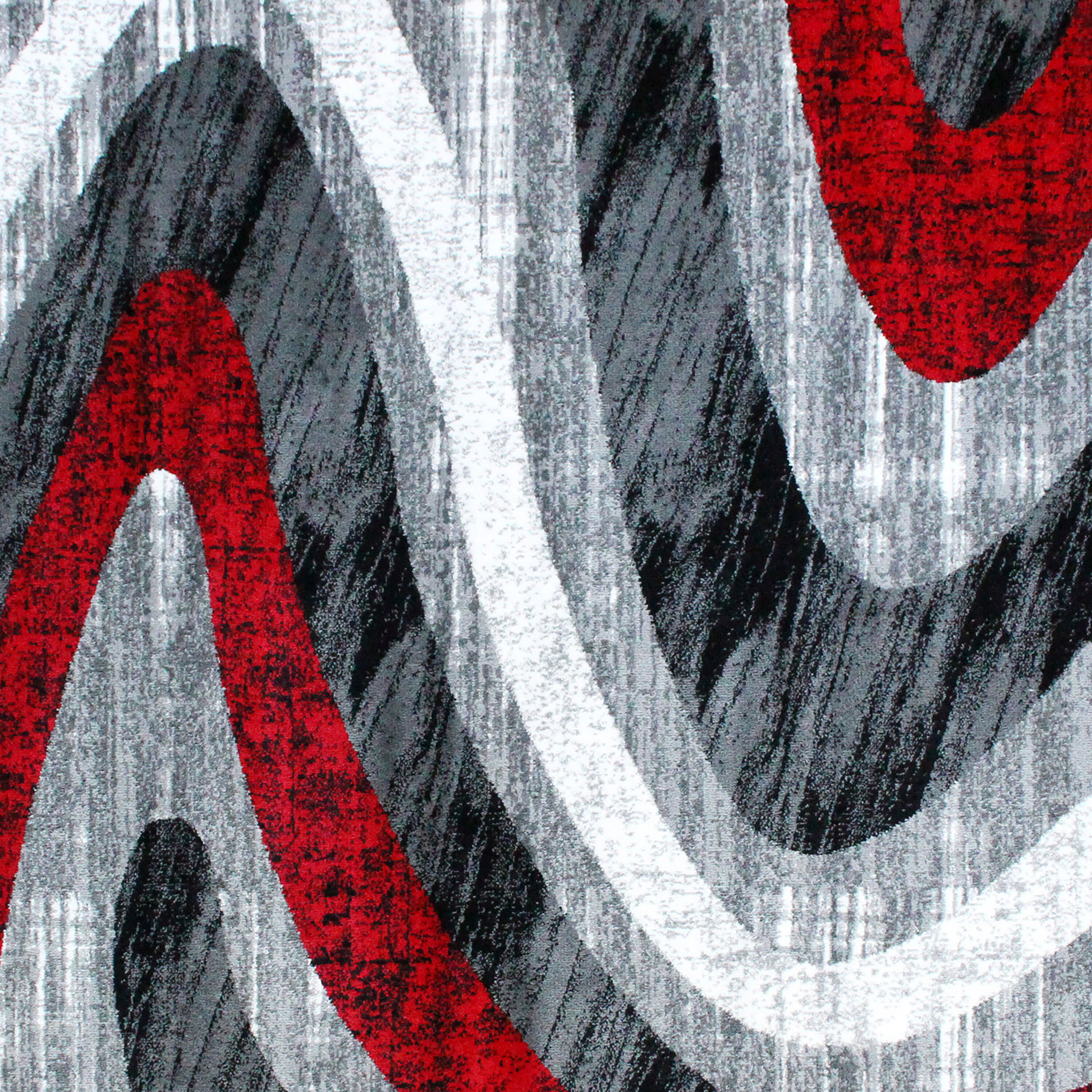 Reversible Red Wave 5' x 7' Synthetic Area Rug with Jute Backing