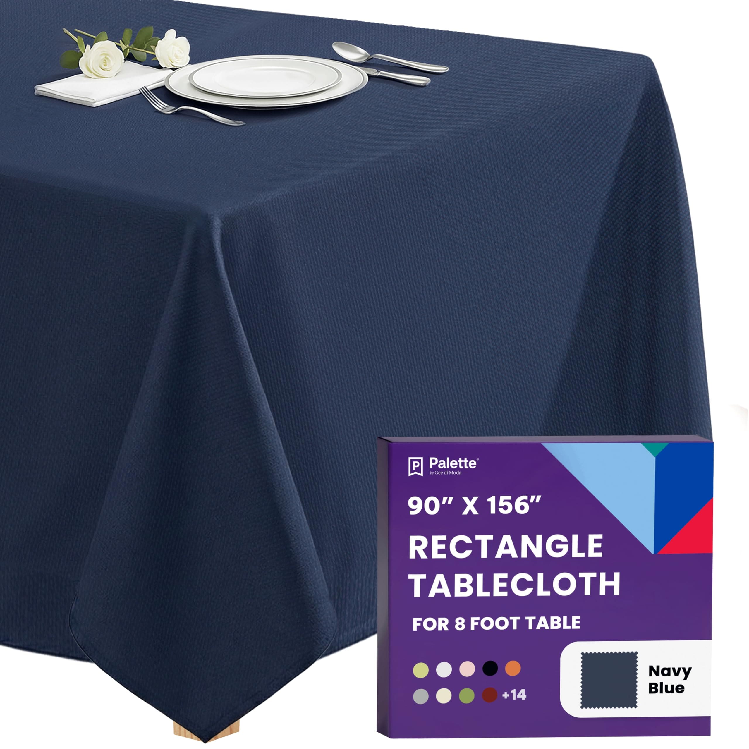 Gee Di Moda  Rectangle Tablecloth - 90 x 156 Inch Navy Blue Rectangle Table Cloth - Heavy Duty Washable Fabric - for Buffet Table Holiday Party Dinner Wedding and Baby Shower