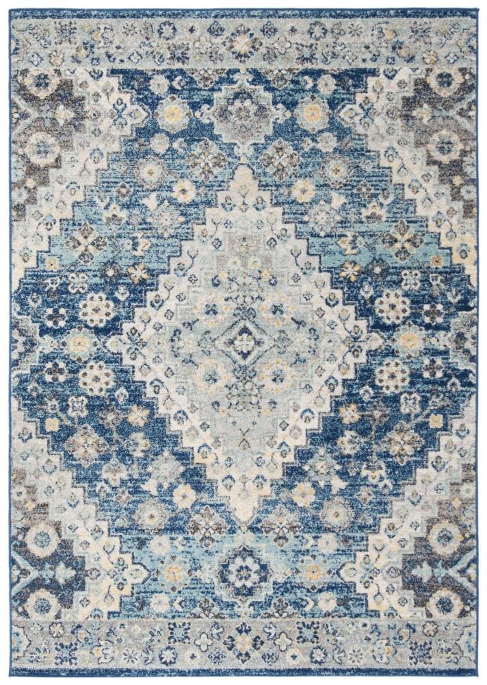 Safavieh MAD616N-9 Madison Rimou 9 x 12 (ft) Loomed Synthetic Navy/Creme Rectangular Indoor Distressed/Overdyed Vintage Area rug