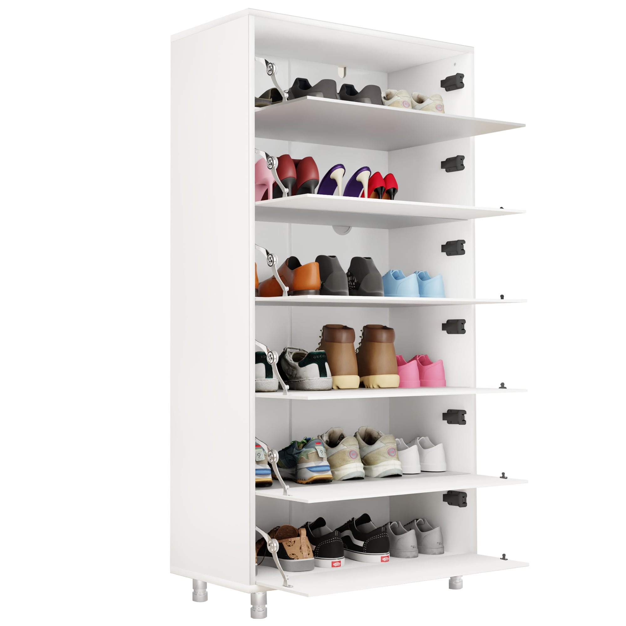 Lycvki SC-9 47.64-in H 6 Tier 25 pair White MDF Shoe cabinet