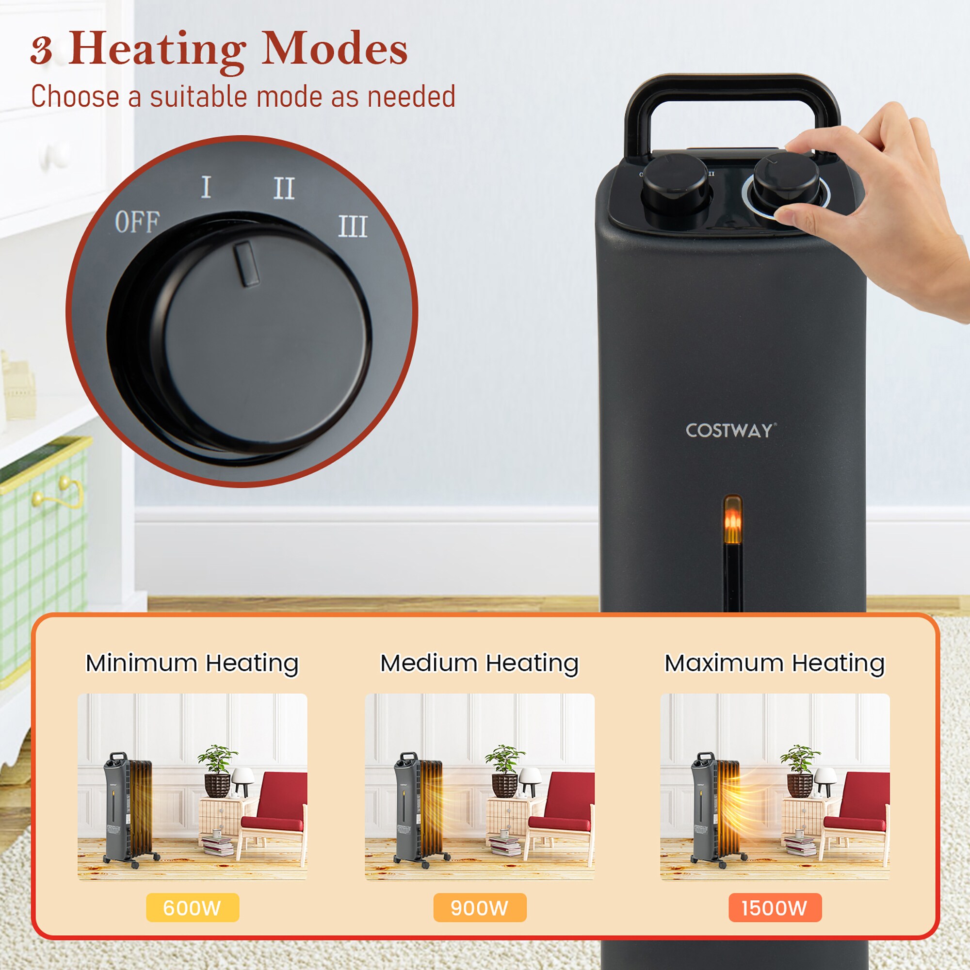 Goplus EP25436US-BK Portable-Electric-Heat - View #6