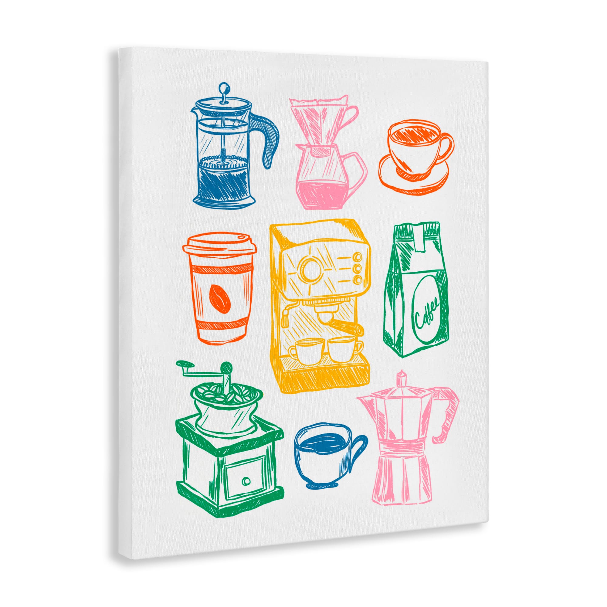 Stupell Industries Rainbow Coffee Icon Canvas Art 16 x 20 in the