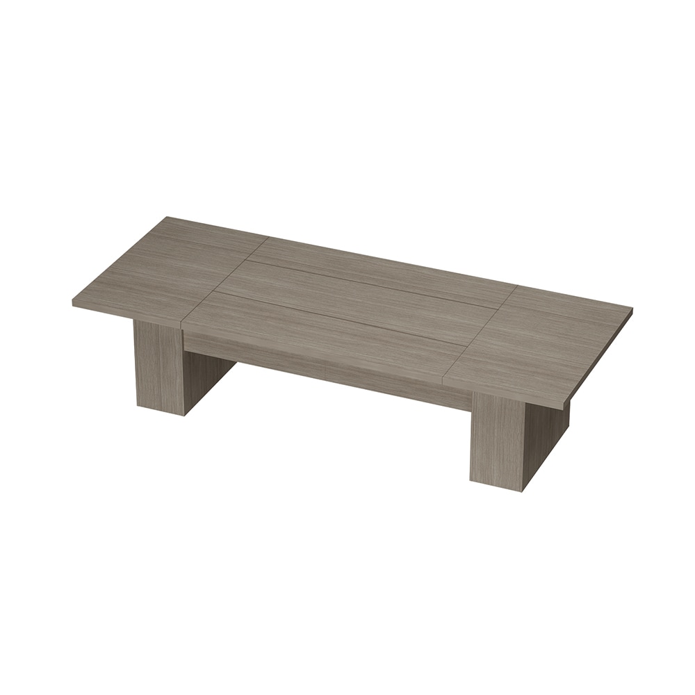 Homsee C-KF210253-03-AB Gray Wood Grain Rectangular Double Pedestal Dining Table for 10 People 129.9 in Width