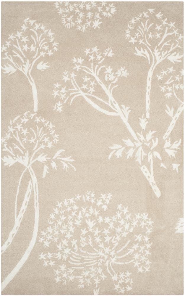 Safavieh BEL131C-5 Bella Lani 5 x 8 (ft) Tufted Synthetic Sand/Ivory Rectangular Indoor Floral/Botanical Farmhouse/Cottage Area rug