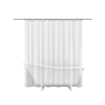 H Eva Peva Clear Solid Shower Liner, Clear Magnetic Shower Curtain Liner