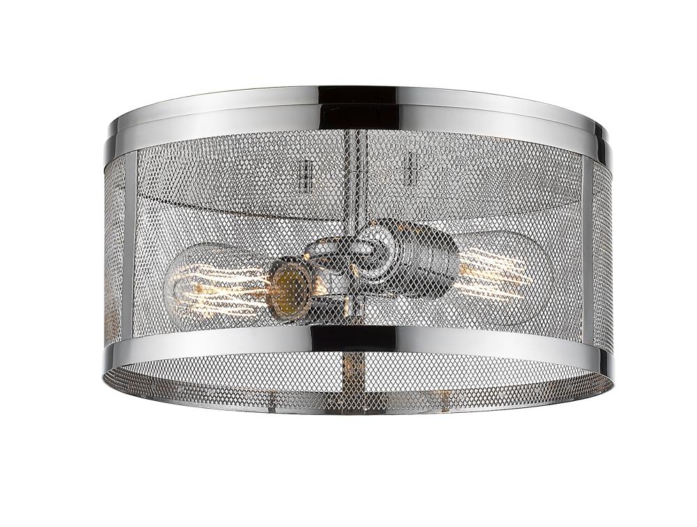 Z-Lite 331F12-CH Meshsmith 1 -Light 12.125-in Polished Chrome Flush Mount Light